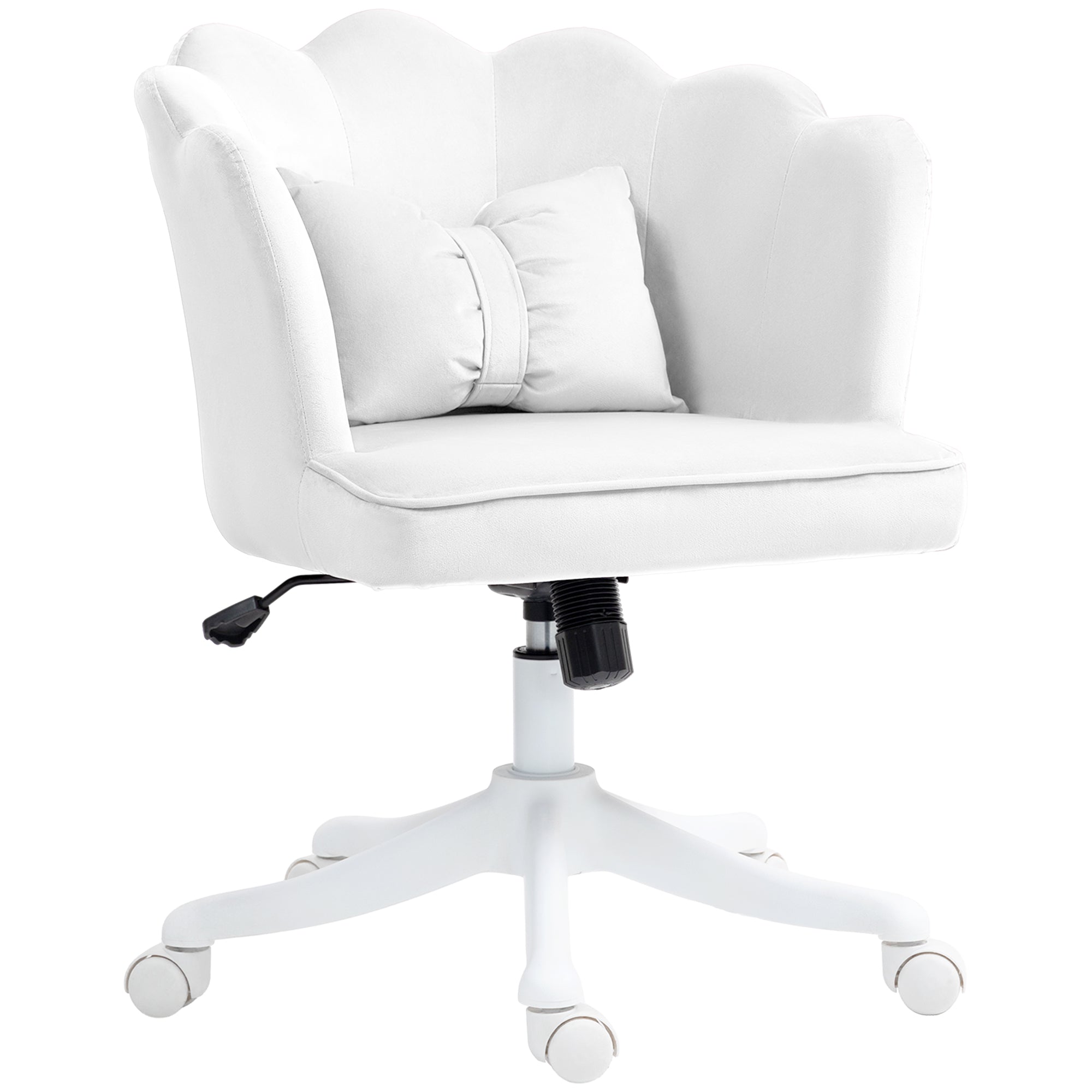 HOMCOM Velvet-Feel Petal Back Office Chair - White - North Peak Garden Furniture