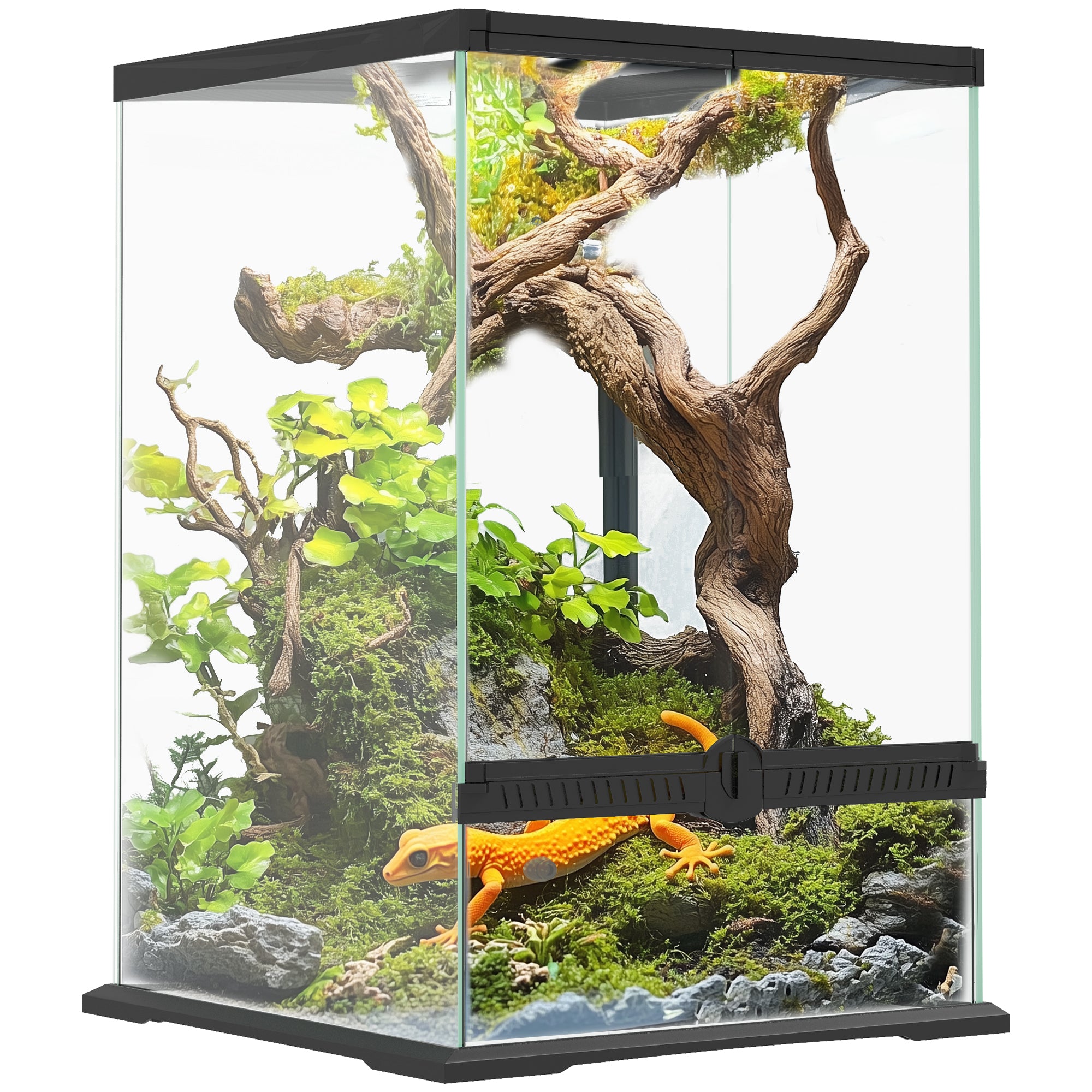 PawHut 40L Vivarium for Lizards, Frogs, Snakes, Turtles, Tortoises w/ Anti-Escape Design, Ventilation