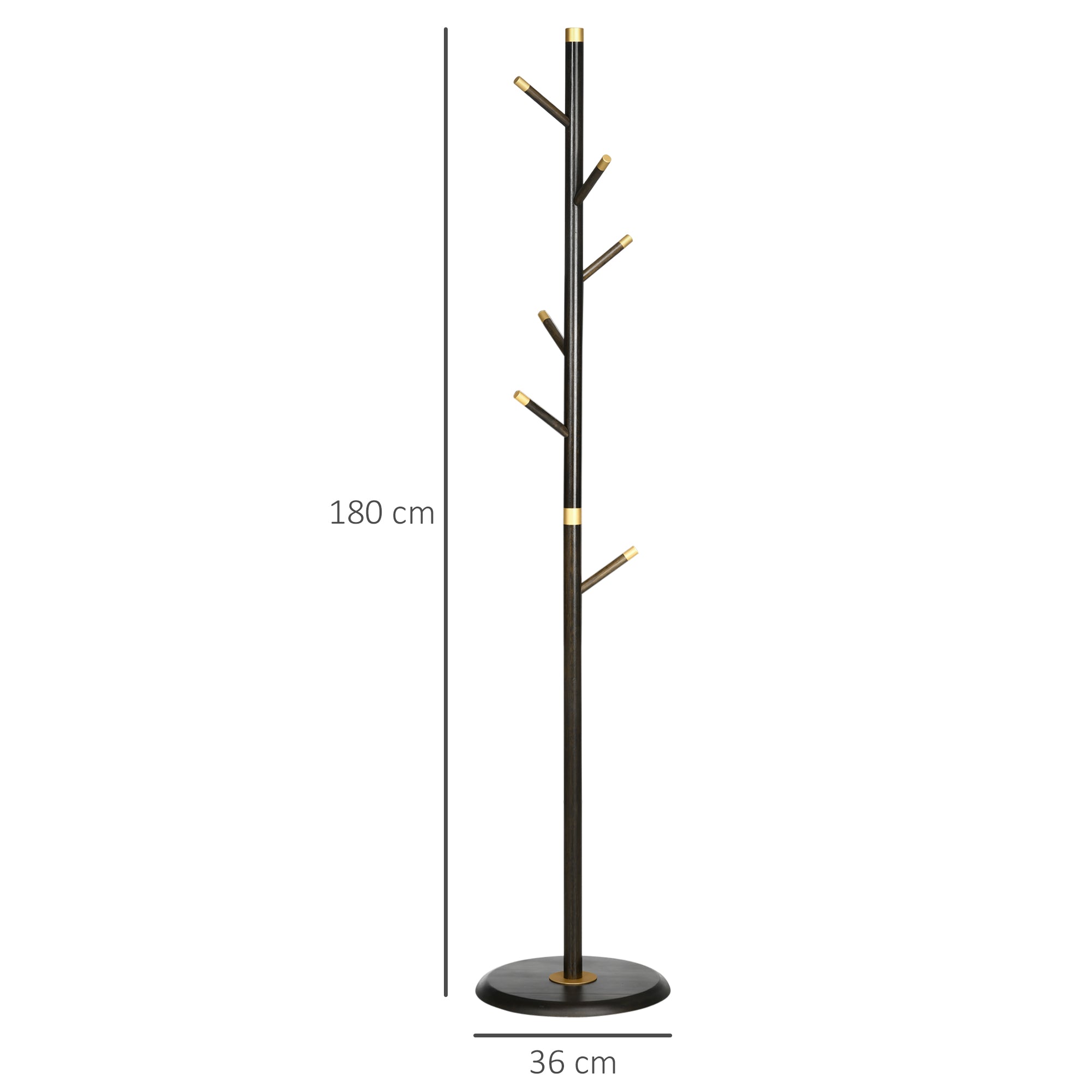 HOMCOM Vintage Coat Rack Stand Freestanding Hall Tree with 6 Hooks Bamboo Frame for Entryway Hallway Bedroom Walnut - North Peak Garden Furniture