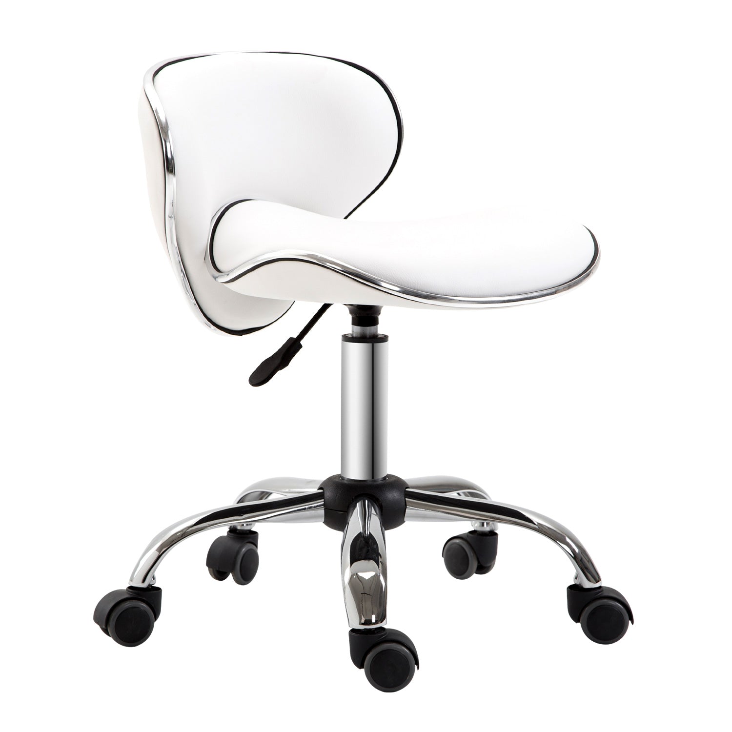 HOMCOM Adjustable Rolling Swivel Beauty Salon Chair, Stool for Spa, Technician - White - North Peak Garden Furniture