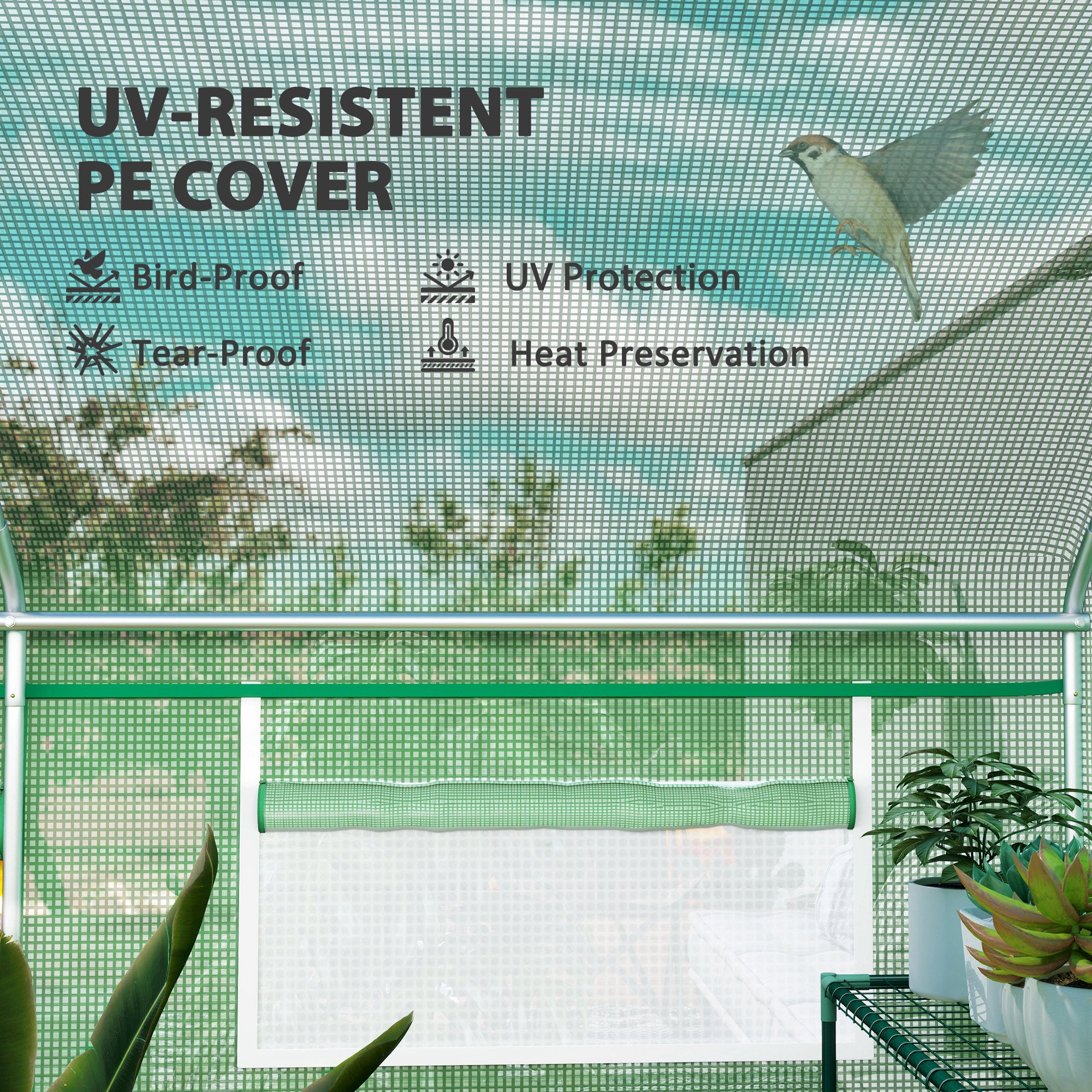 Outsunny 13 x 9.8ft Walk-In Polytunnel Greenhouse - Green - North Peak Garden Furniture