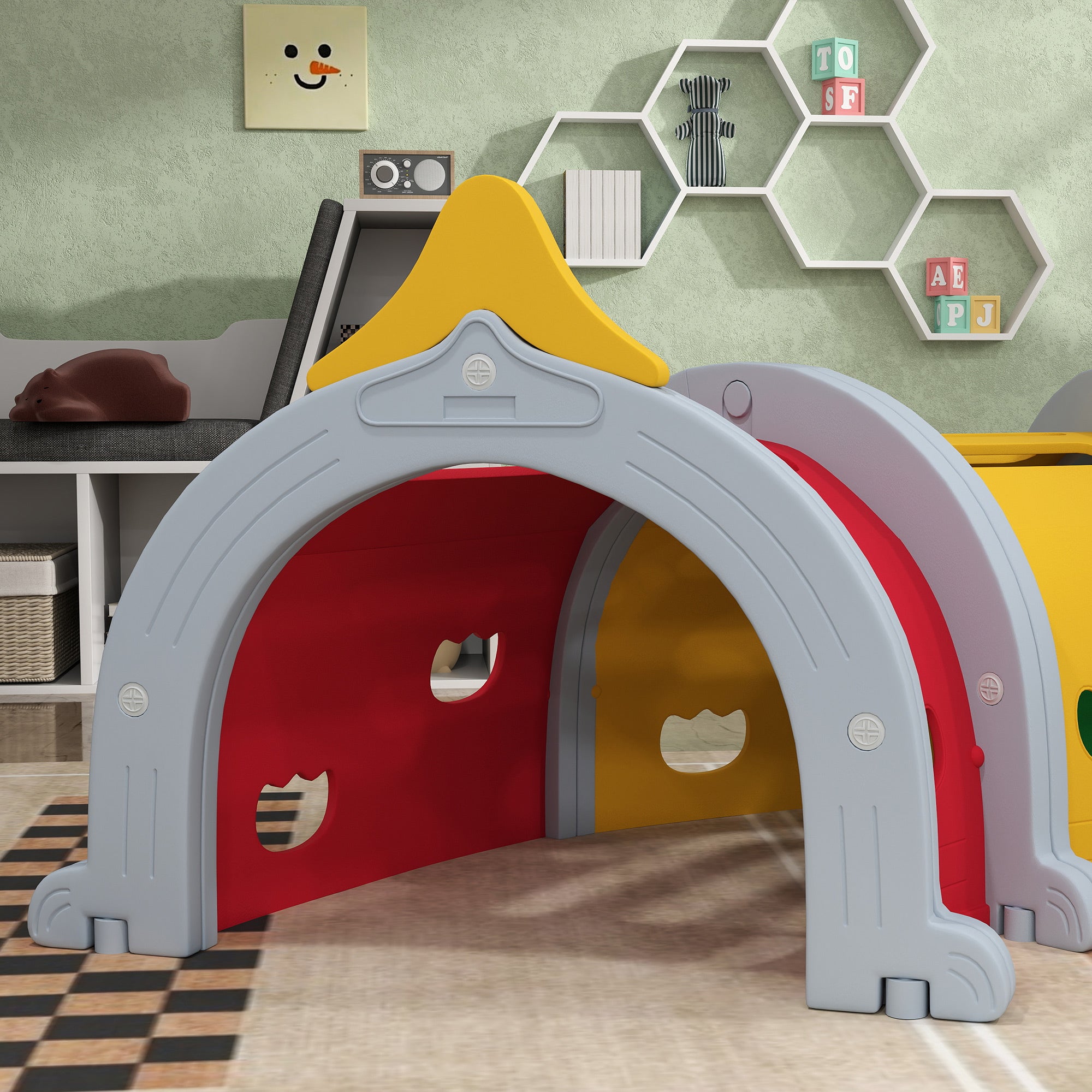 AIYAPLAY Kids Play Tunnel for 3-6 Years Crawl and Climb, Lion Design, Indoor & Outdoor - North Peak Garden Furniture
