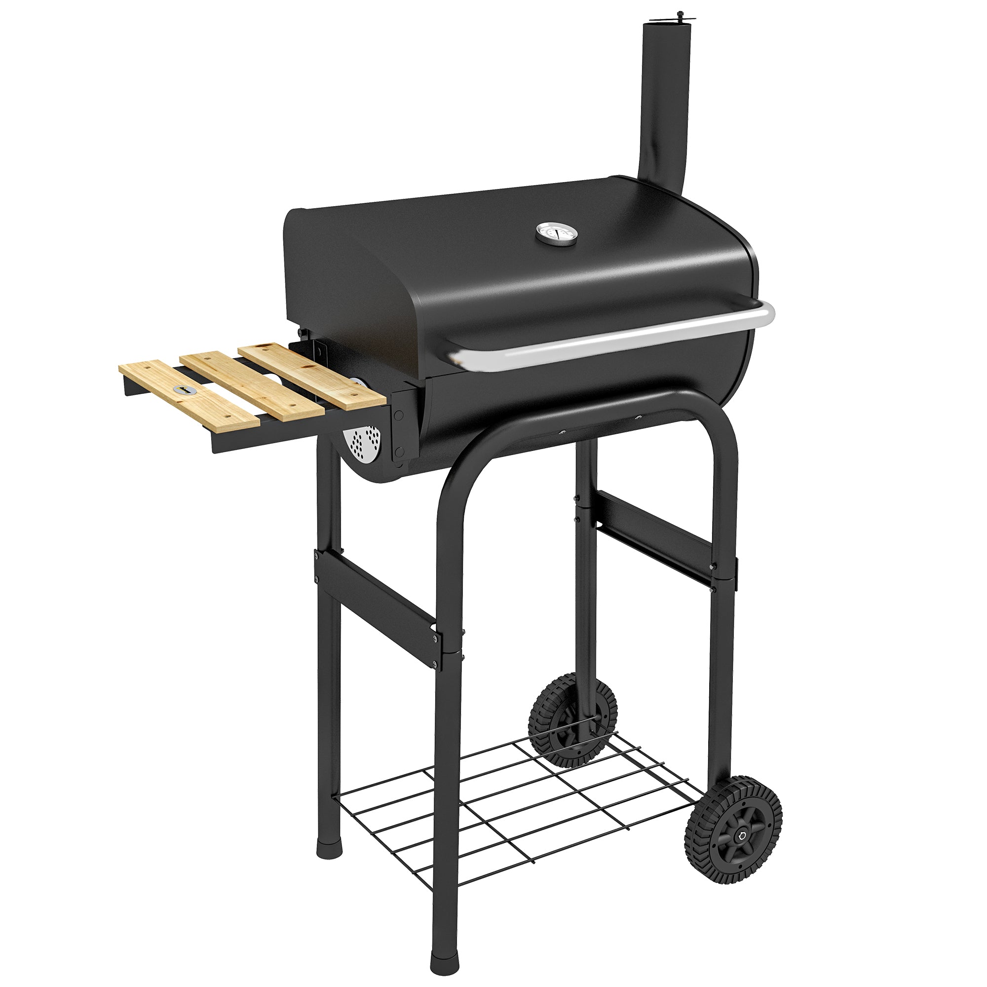 Outsunny Charcoal BBQ, with Thermometer, Shelves and Wheels - North Peak Garden Furniture