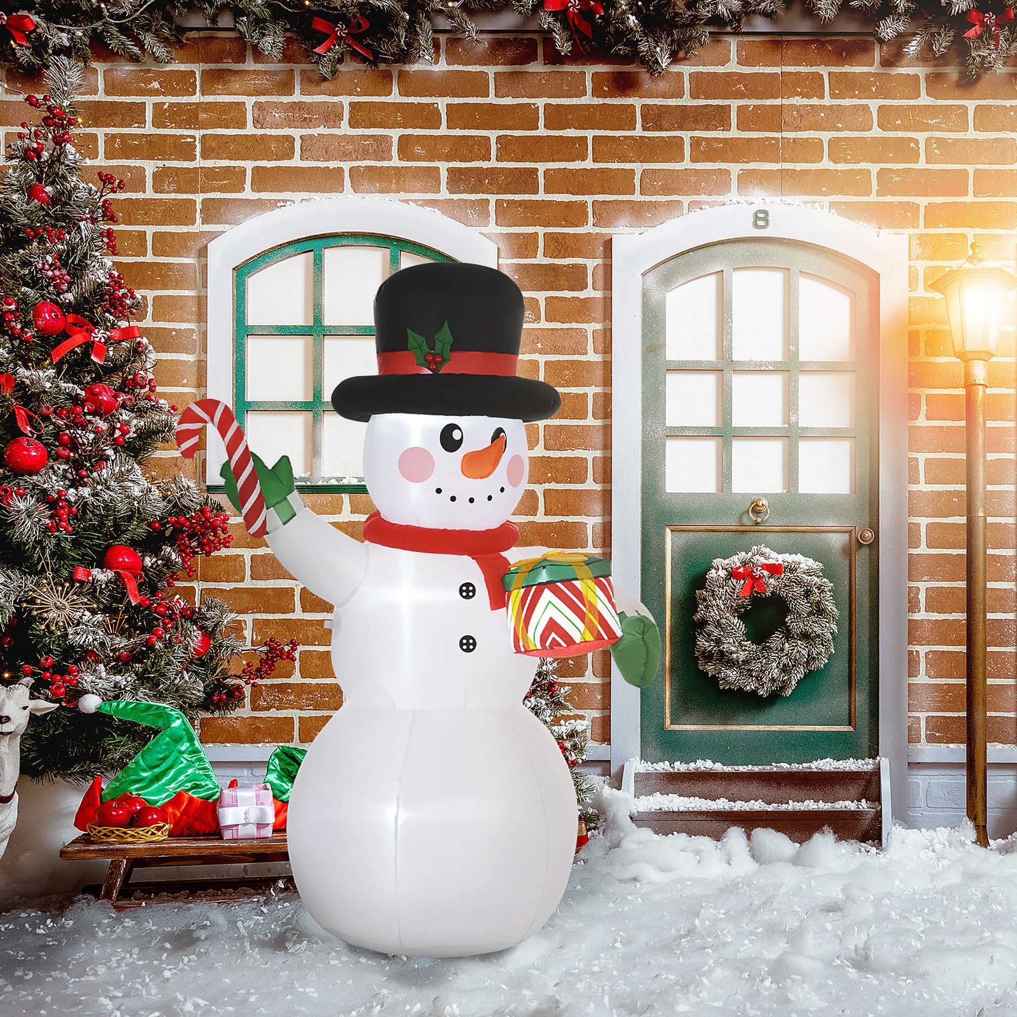 Outsunny 6ft Inflatable Christmas Snowman, with Accessories - North Peak Garden Furniture