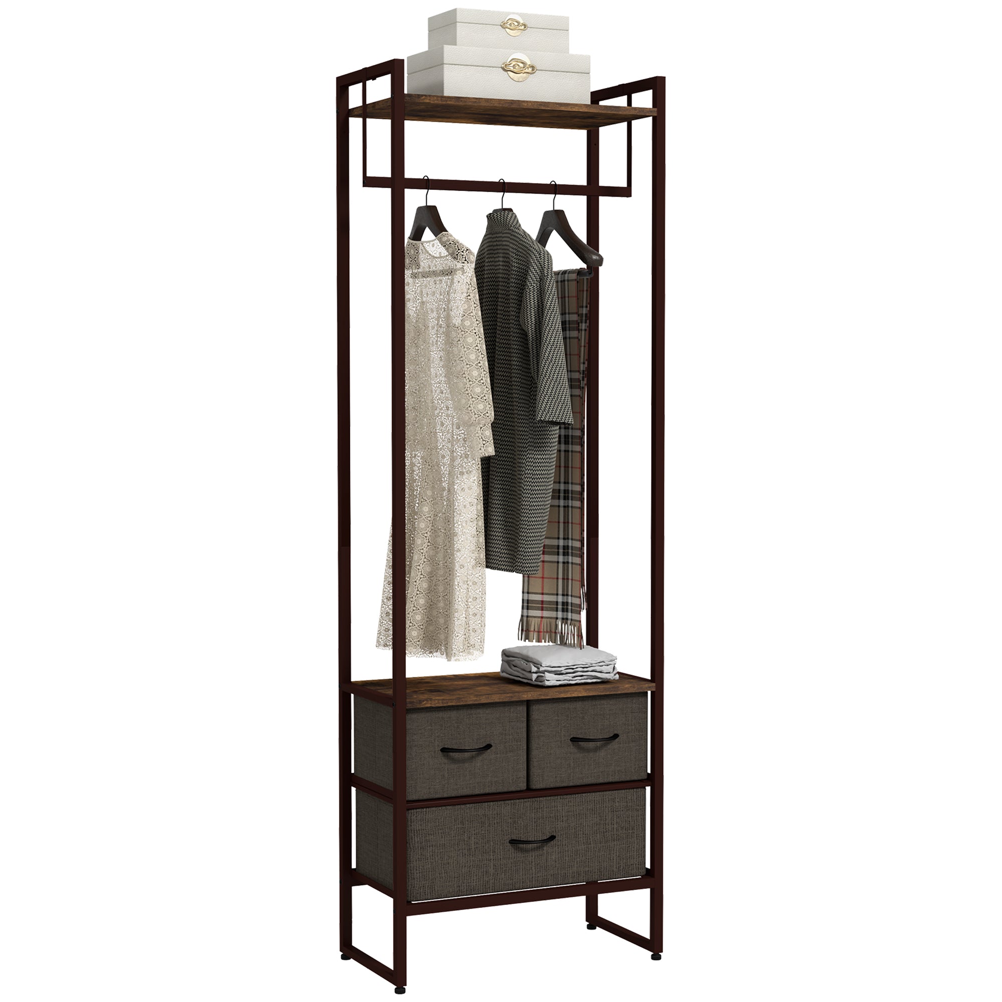 HOMCOM Compact Clothes Rail, with Drawers and Shelf - North Peak Garden Furniture