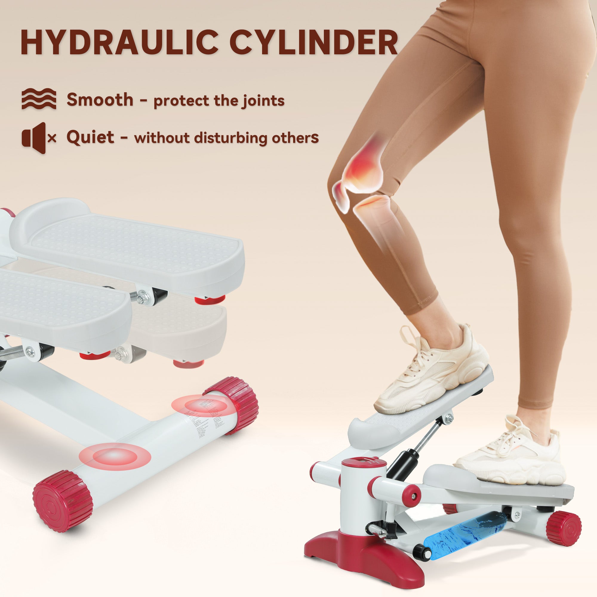 SPORTNOW Mini Stepper, Compact Step Machine Exerciser for Home Workout with LCD Monitor and Non-Slip Pedals, Grey - North Peak Garden Furniture