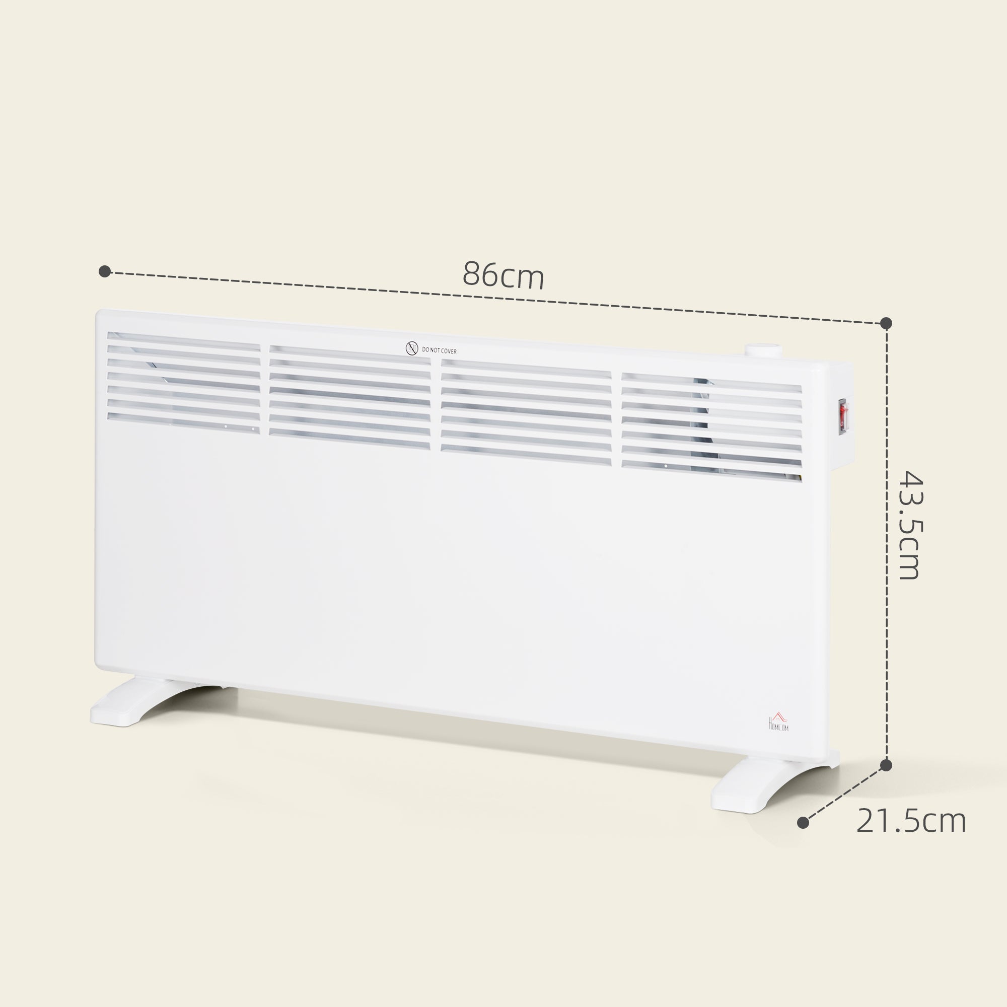 HOMCOM 2000W Convector Heater - White - North Peak Garden Furniture