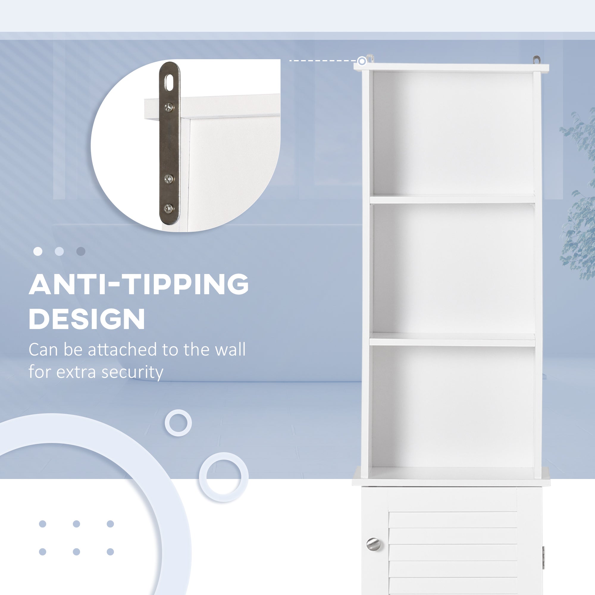 HOMCOM Tall Bathroom Cabinet Storage Cupboard Floor Standing Home Bathroom Furniture w/ 6 Shelves 165H x 34W x 20D cm White - North Peak Garden Furniture