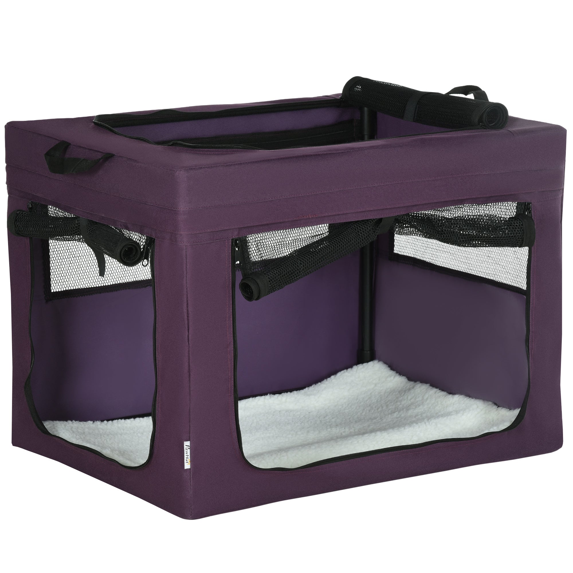 PawHut 69cm Pet Carrier, with Cushion, for Miniature and Small Dogs - Purple - North Peak Garden Furniture