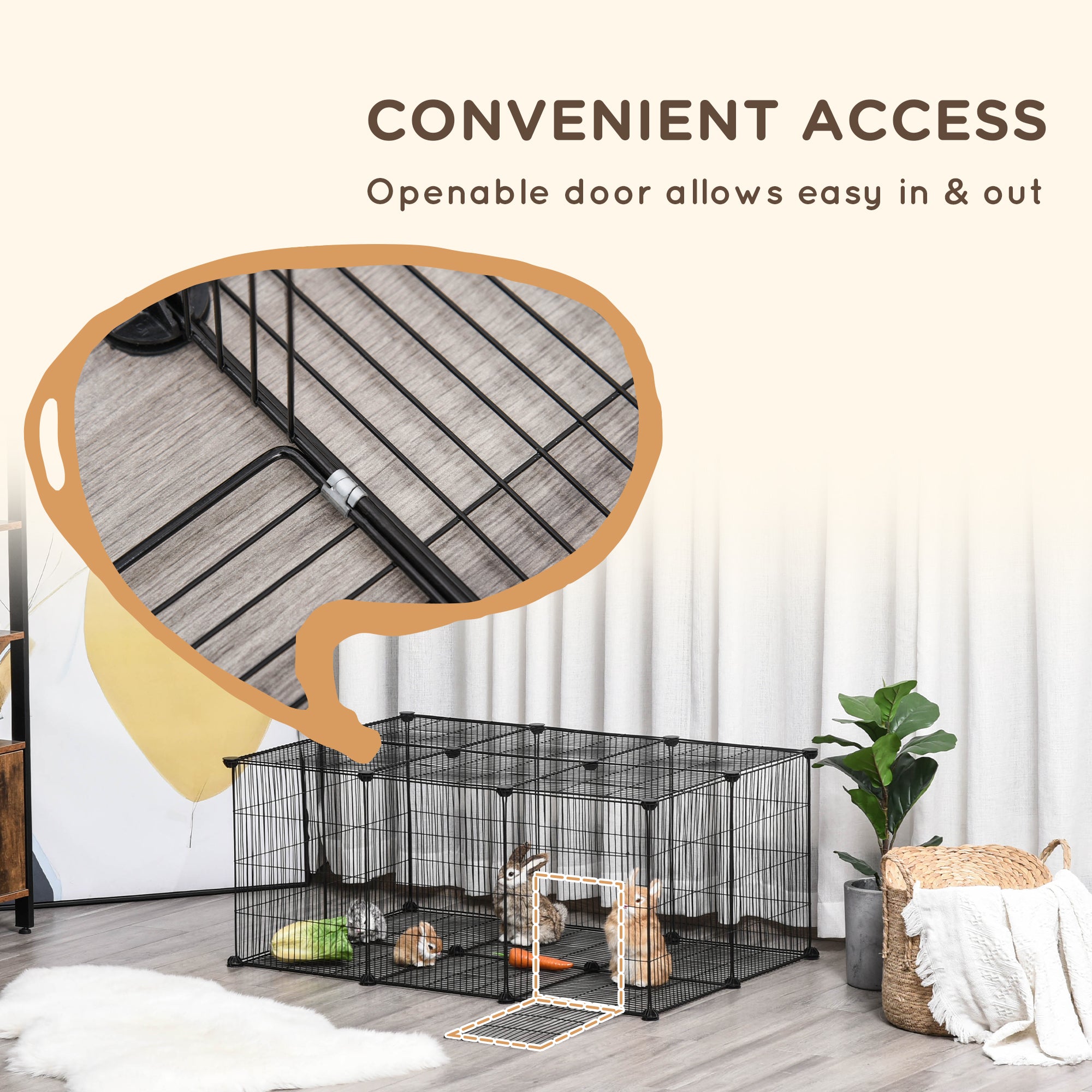 PawHut Pet Playpen DIY Small Animal Cage Metal Fence with Door, 22 Pieces, for Bunny Chinchilla Hedgehog Guinea Pig - North Peak Garden Furniture