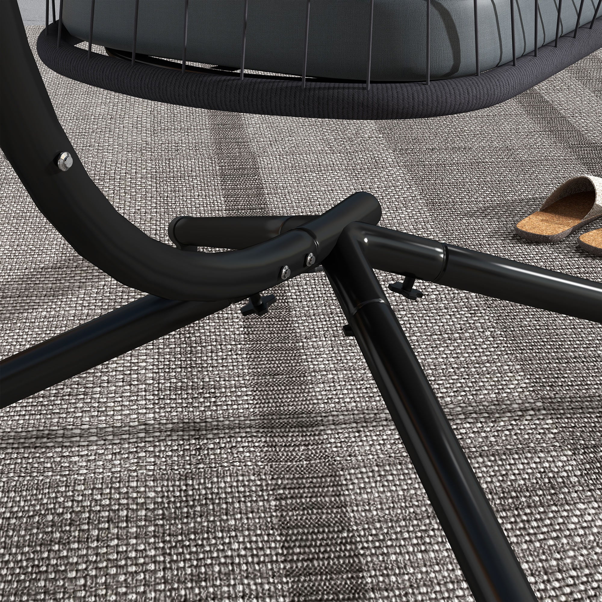Outsunny Single Egg Chair, with Steel Frame Stand - Grey - North Peak Garden Furniture
