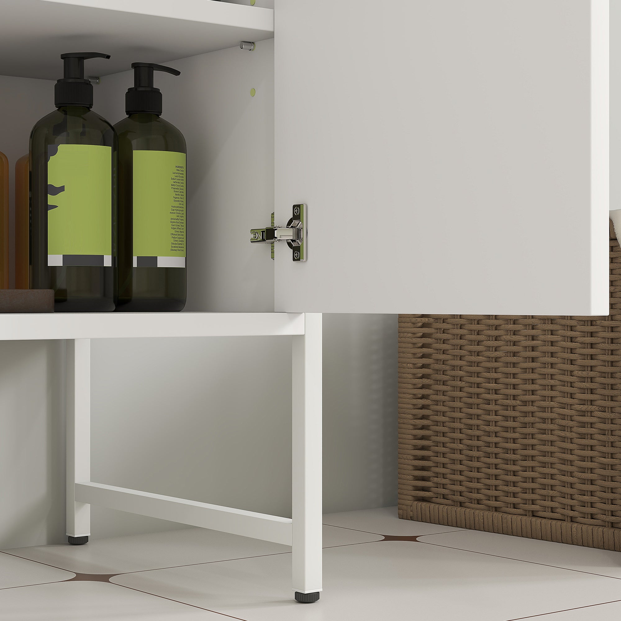 HOMCOM Bathroom Vanity Unit, Under Sink Storage Cabinet with Soft-Close Doors for Basin without or with Pedestal, White - North Peak Garden Furniture