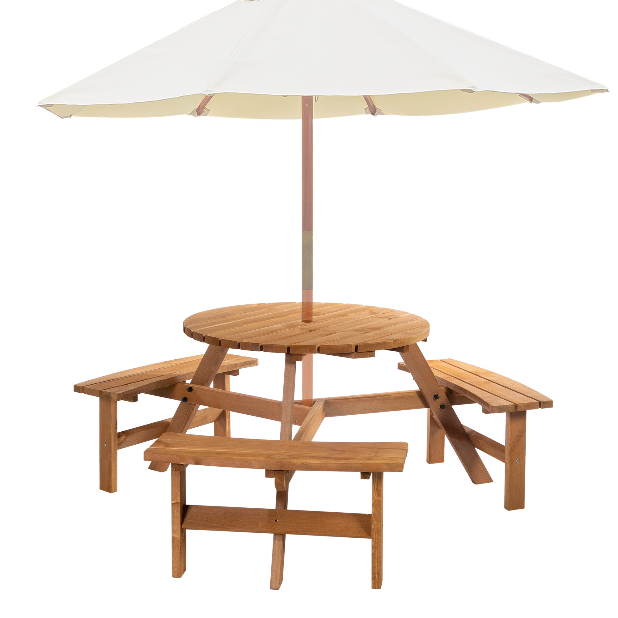 Outsunny Fir Wood Pub Set: 6-Seater Heavy-Duty Outdoor Dining Suite with Parasol Hole, Patio