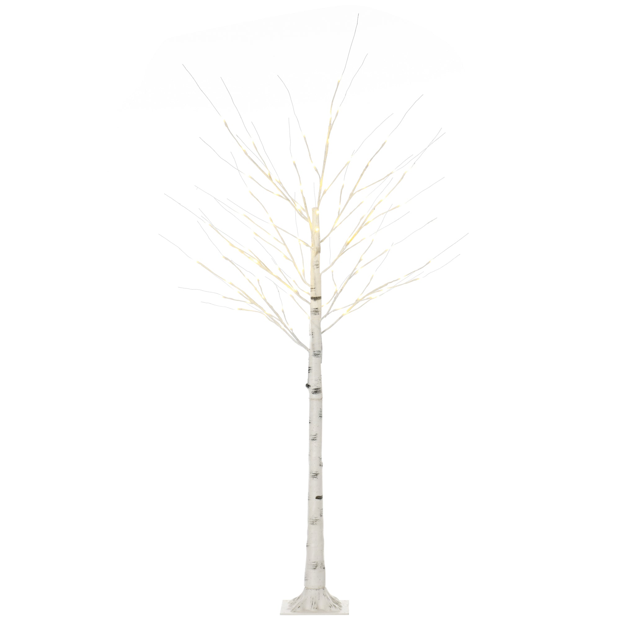 HOMCOM 6ft Artificial White Birch Tree Light with Warm White Pre-Lit LED Light for Indoor and Covered Outdoor Use - North Peak Garden Furniture