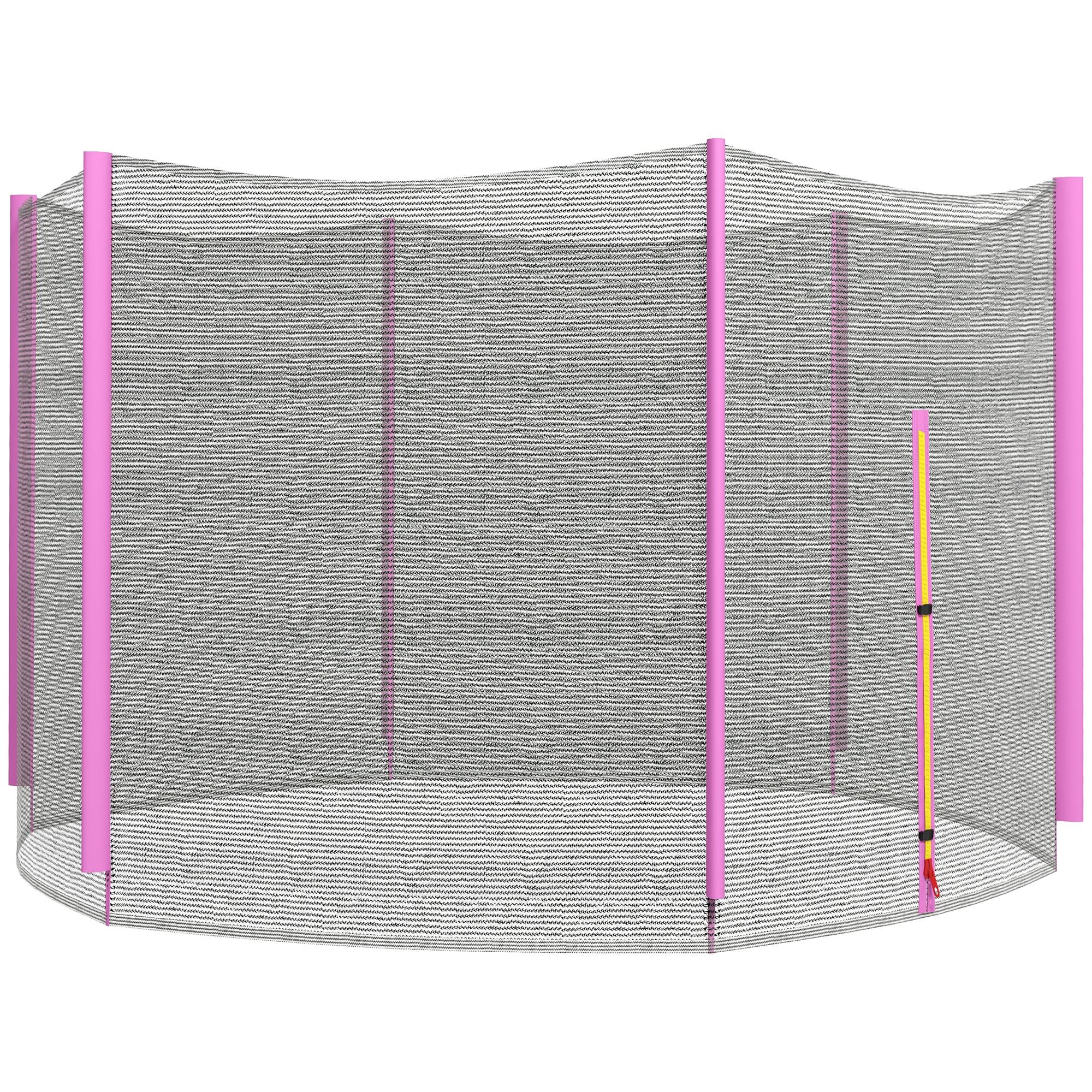 SPORTNOW 10ft Trampoline Net Replacement with 6 Plastic Pole Covers, Weather-Resistant Trampoline Netting Replacement with Zipped Entrance, Poles Not Included, Pink - North Peak Garden Furniture