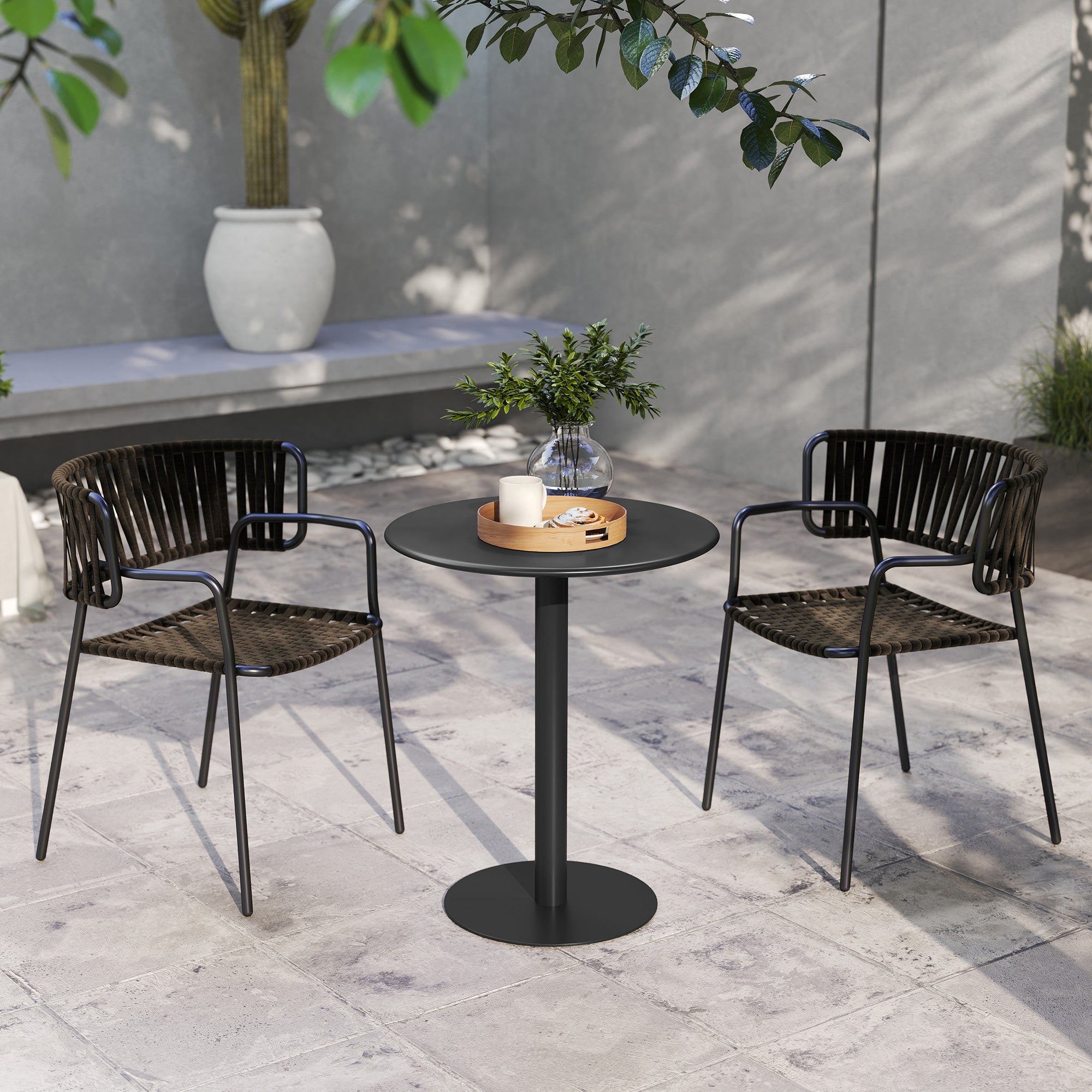 HOMCOM Dining Table, Round Kitchen Table with Steel Base for Living Room, Dining Room, 60 x 60 x 72cm, Black