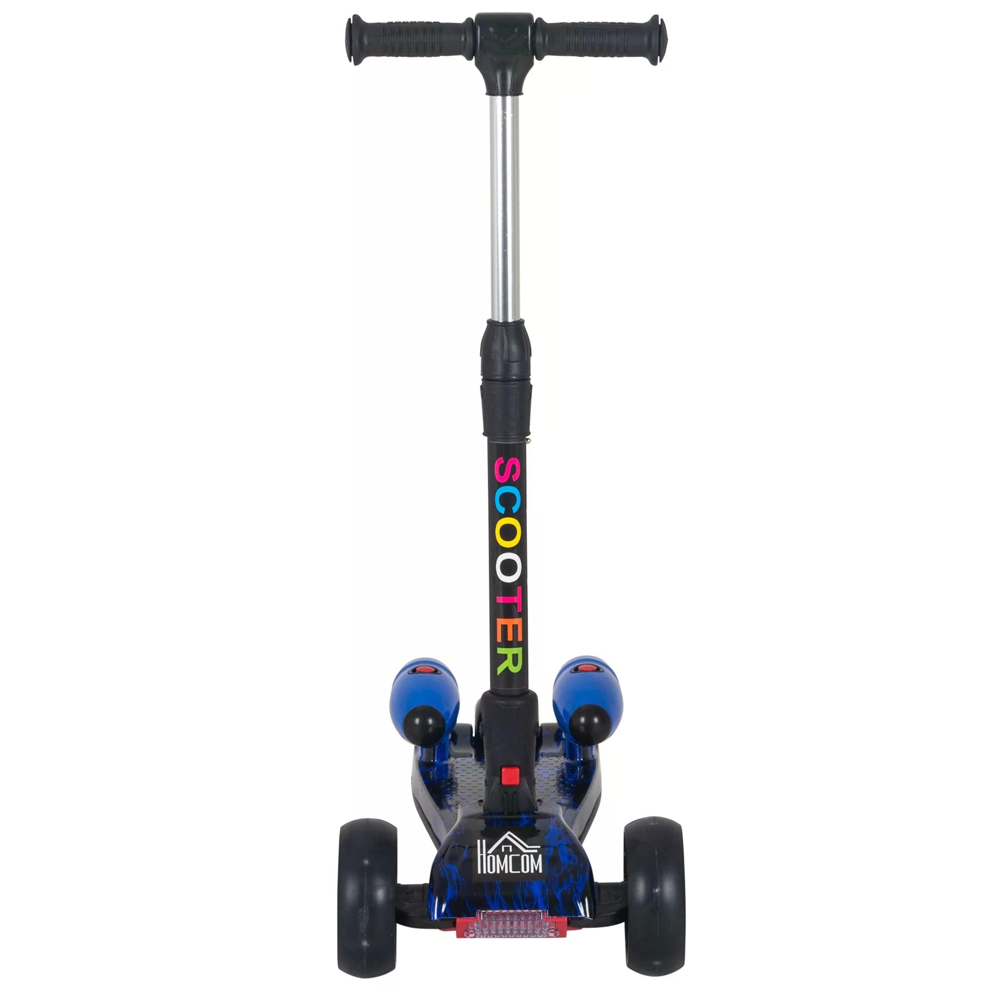 HOMCOM Scooter for Kids Toddler 3 Wheel Adjustable Height w/ Flashing Wheels Music Water Spray Foldable Kick Scooter for Boys and Girls 3 - 6 Yrs Blue