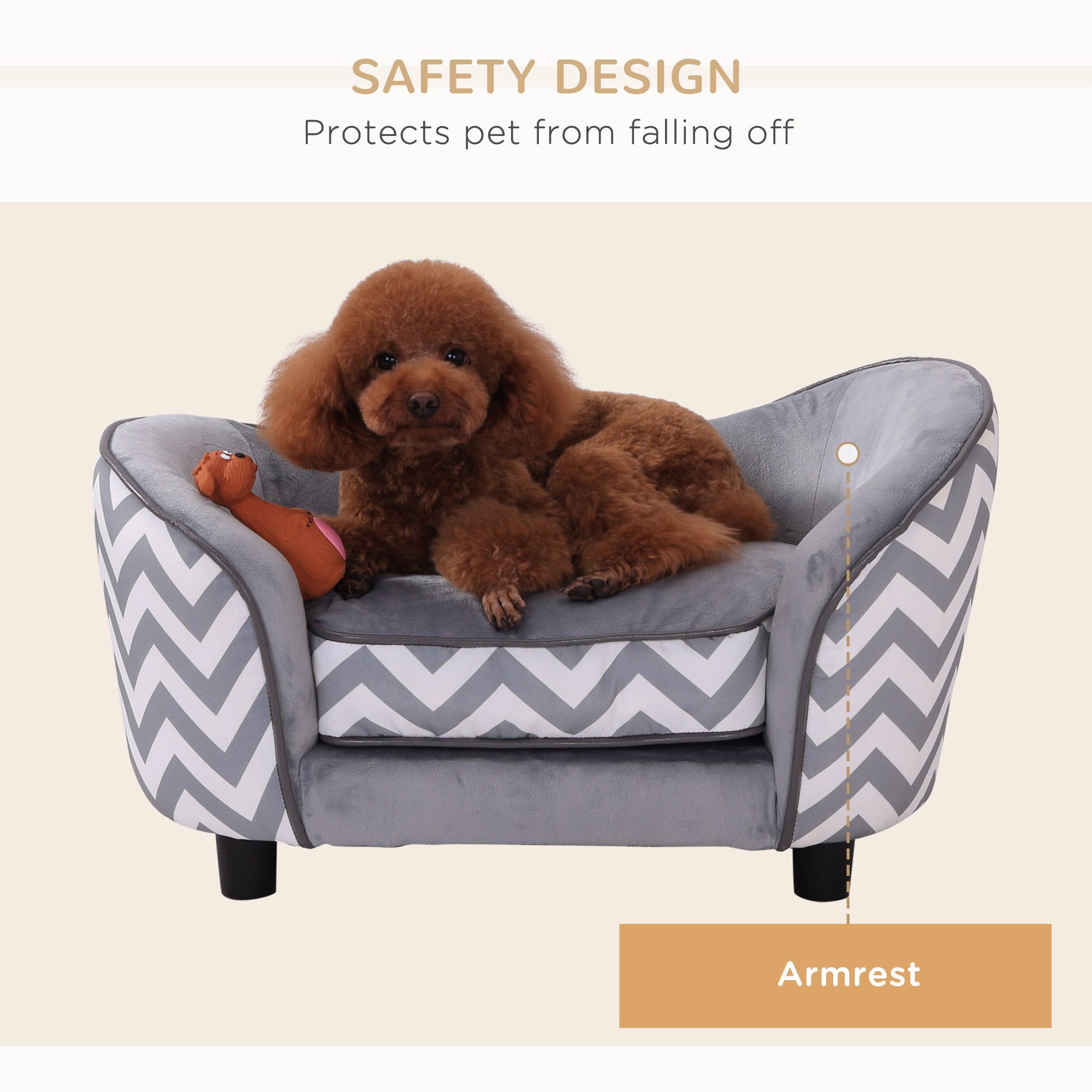 PawHut Dog Sofa Pet Couch for XS Dogs w/ Removable Sponge Padded Cushion - Grey - North Peak Garden Furniture