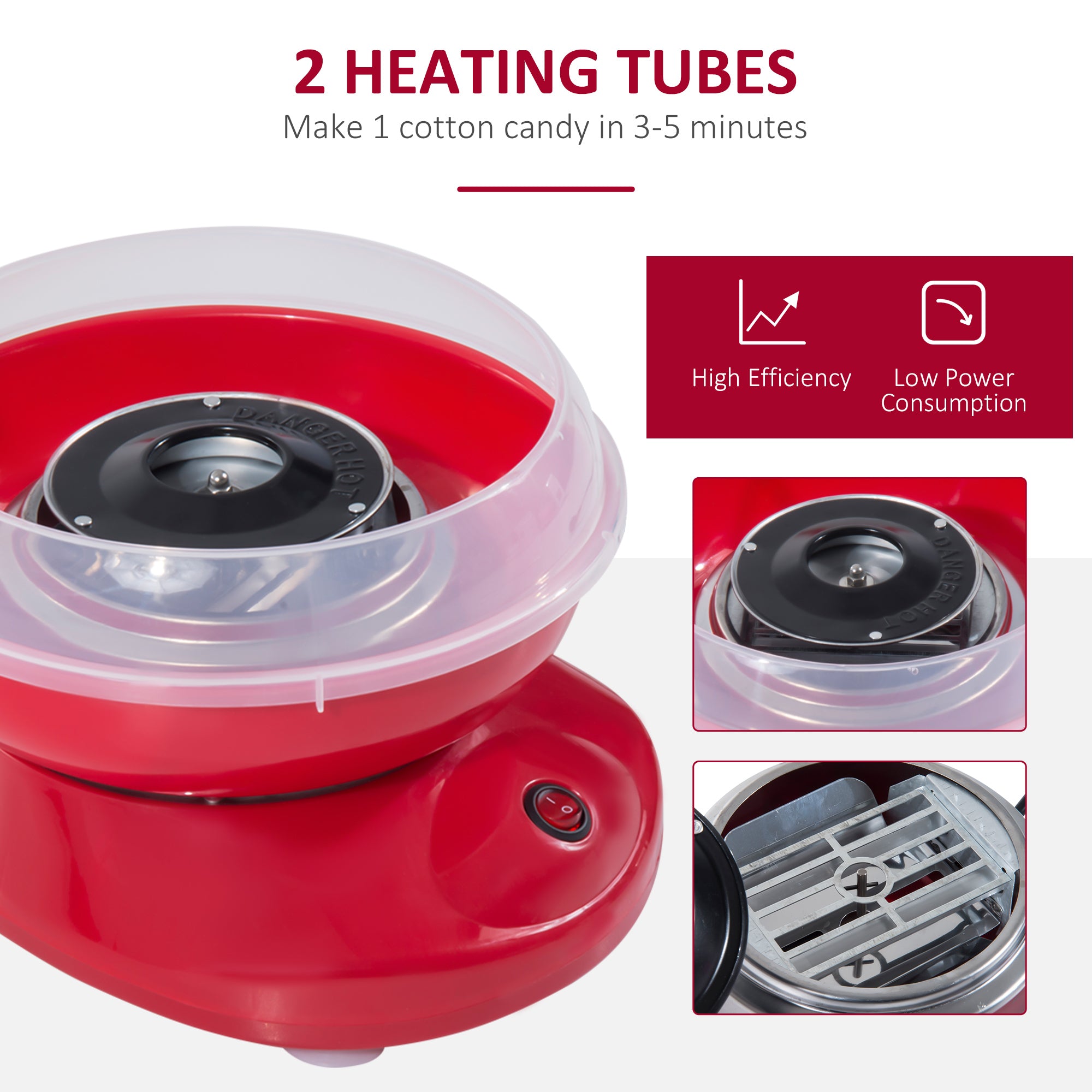 HOMCOM Candy Floss Machine Electric Cotton Candy Maker Gadgetry 450W (Red) - North Peak Garden Furniture