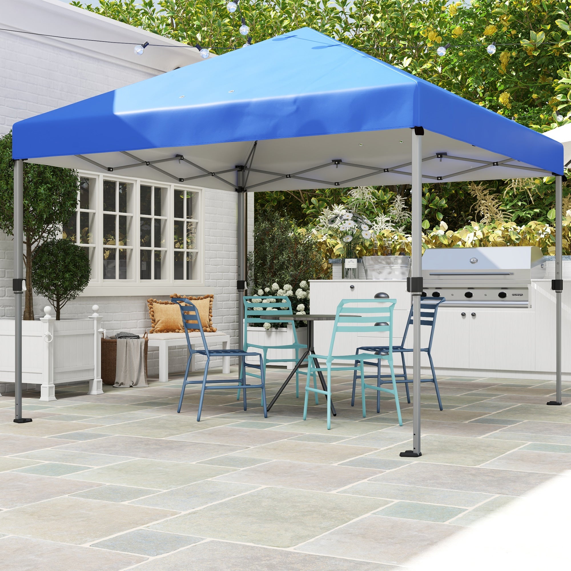 Outsunny 3 x 3m Pop-Up Gazebo, with Accessories - Blue - North Peak Garden Furniture