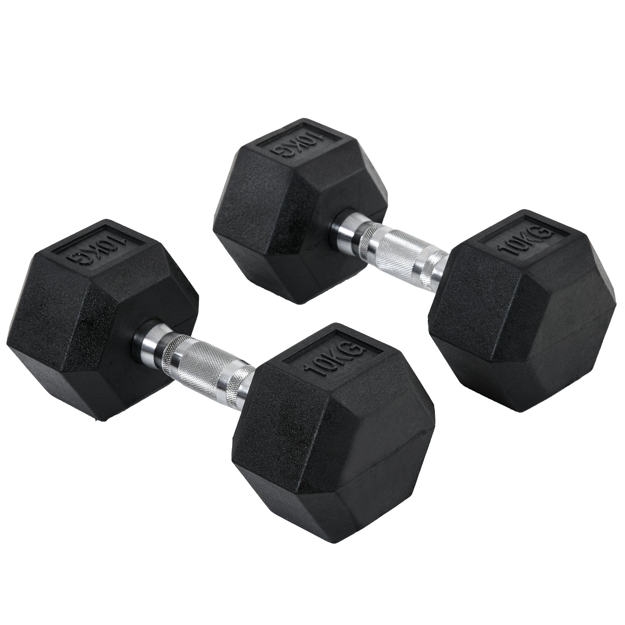HOMCOM 2x10kg Hex Dumbbells Set Rubber Dumbbells Weight Lifting Equipment Fitness Home Gym - North Peak Garden Furniture