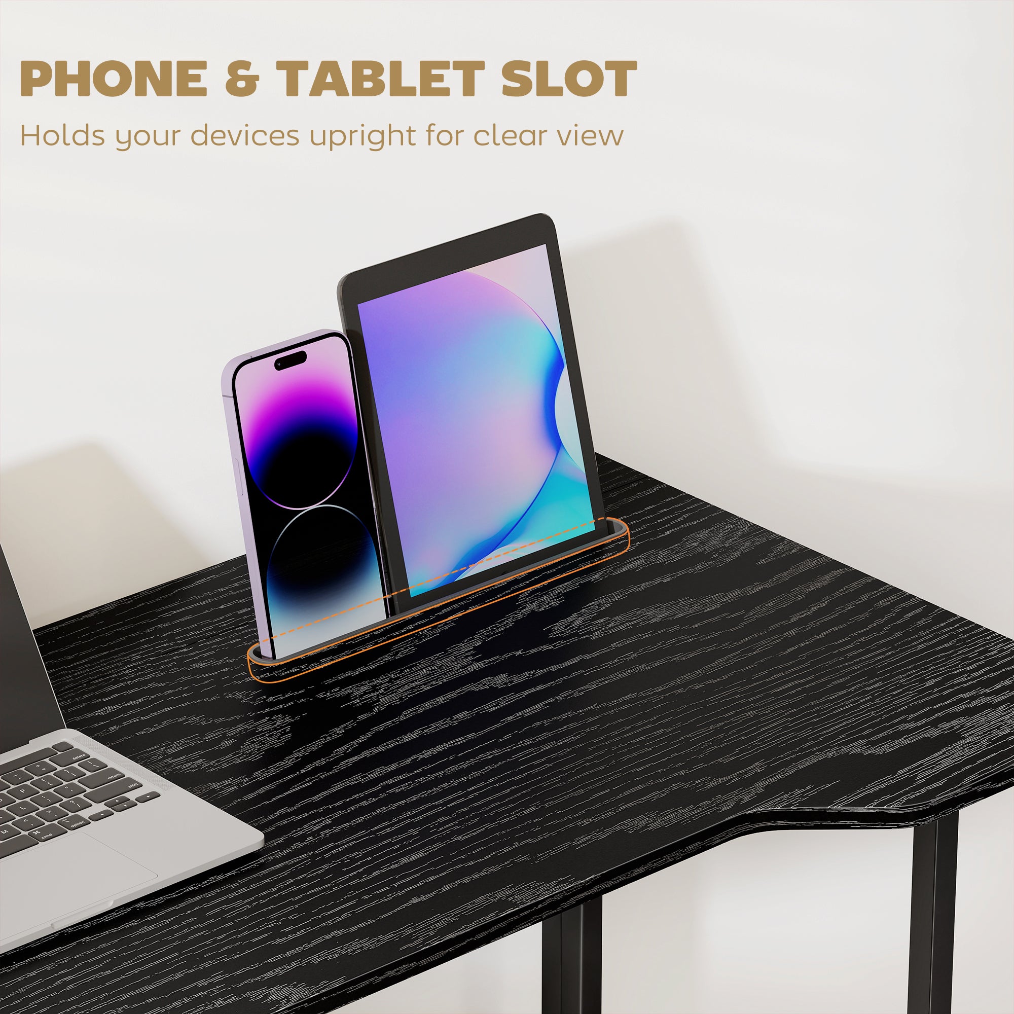 HOMCOM Folding Small Desk on Wheels - Black Wood Effect