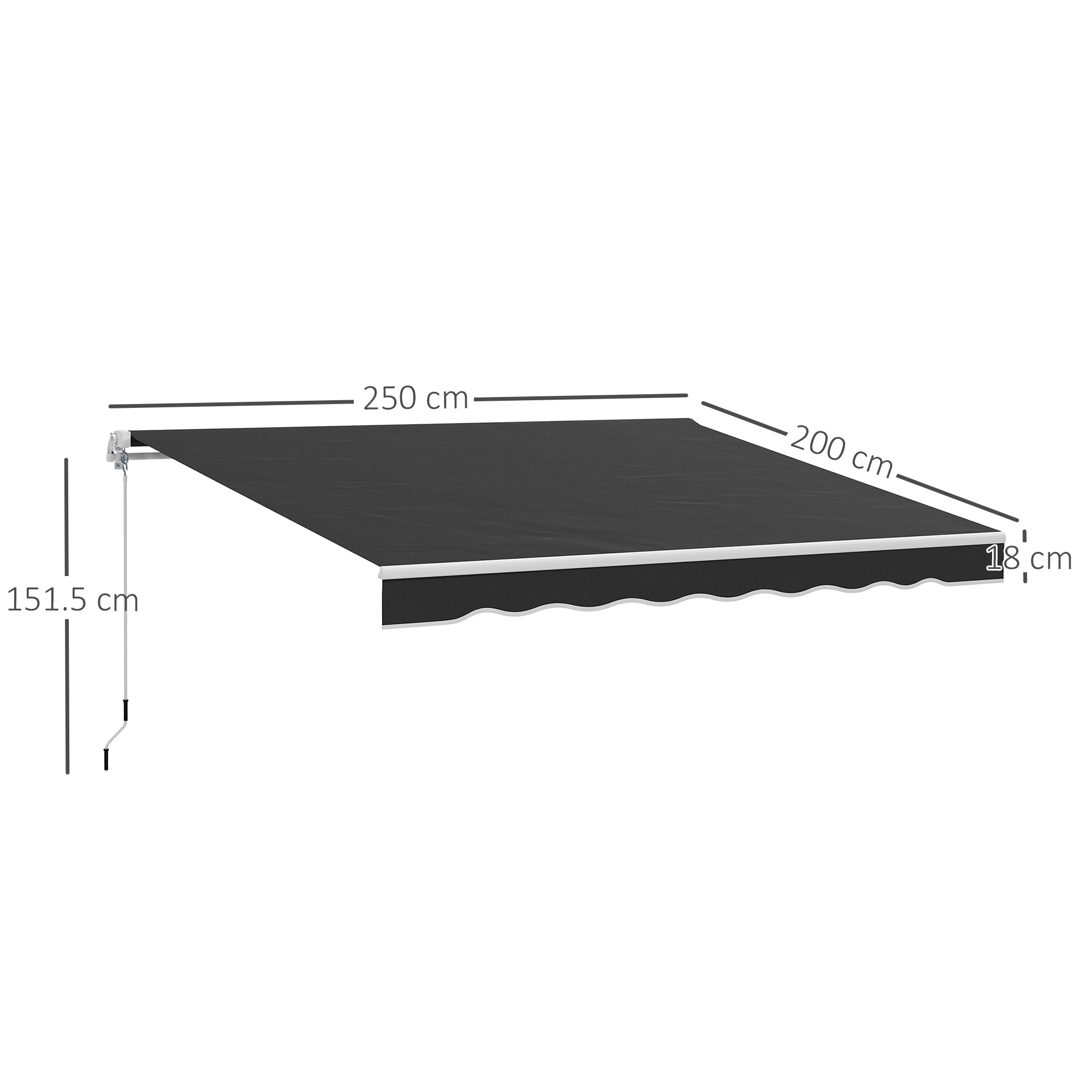 Outsunny Garden Retractable Awning - Black - North Peak Garden Furniture
