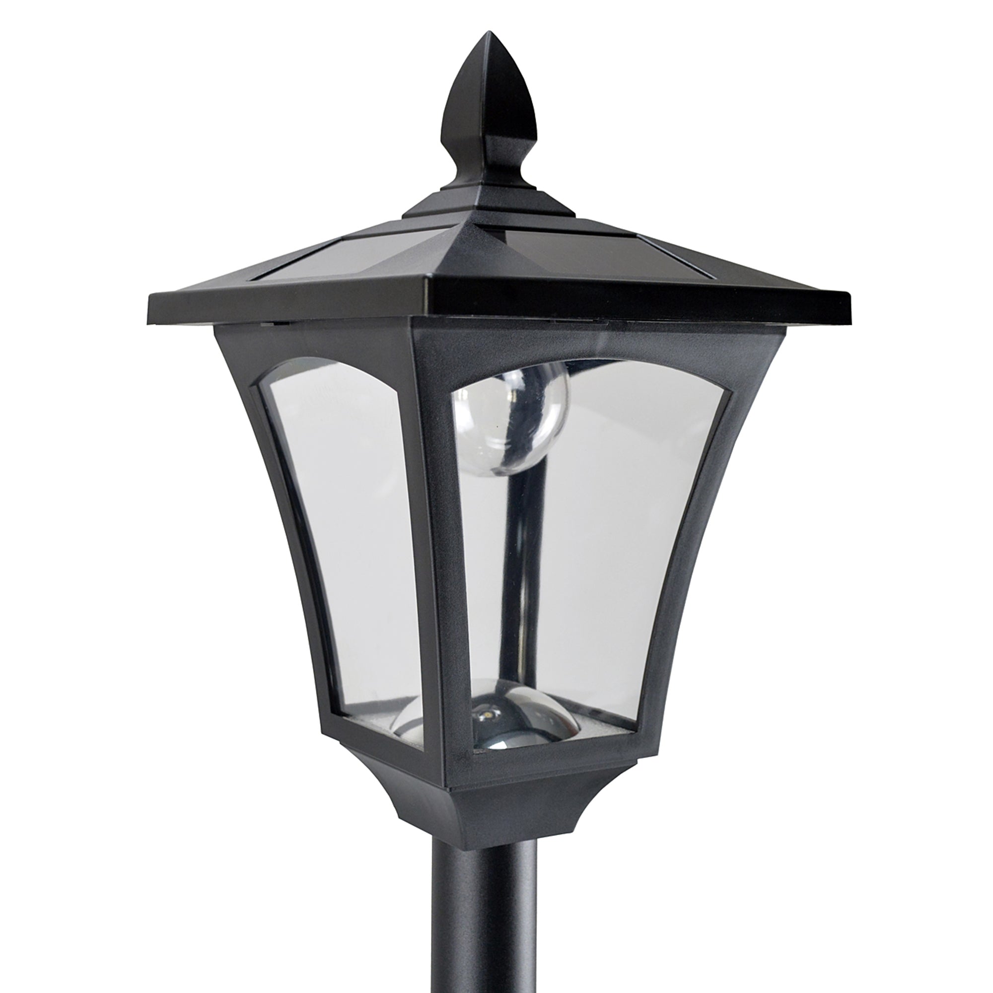 Outsunny 2 Pieces Outdoor Garden Solar Post Lamp Sensor Dimmable LED Lantern Bollard Pathway 1.6M Tall – Black - North Peak Garden Furniture