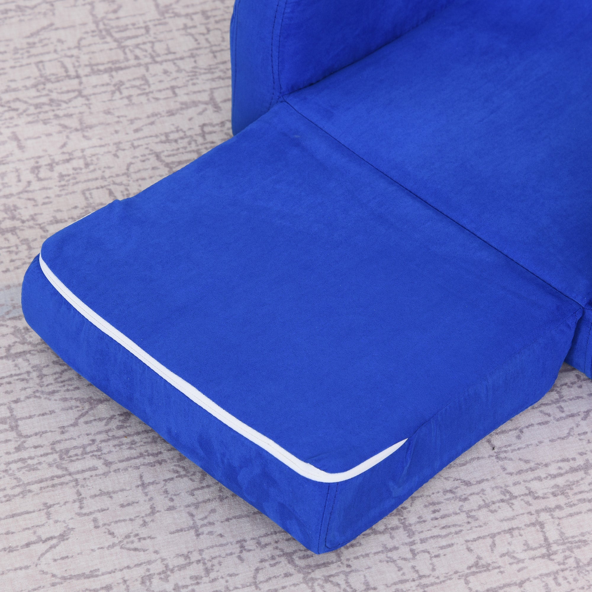 HOMCOM 2 In 1 Kids Armchair Sofa Bed Fold Out Padded Wood Frame Bedroom Blue - North Peak Garden Furniture