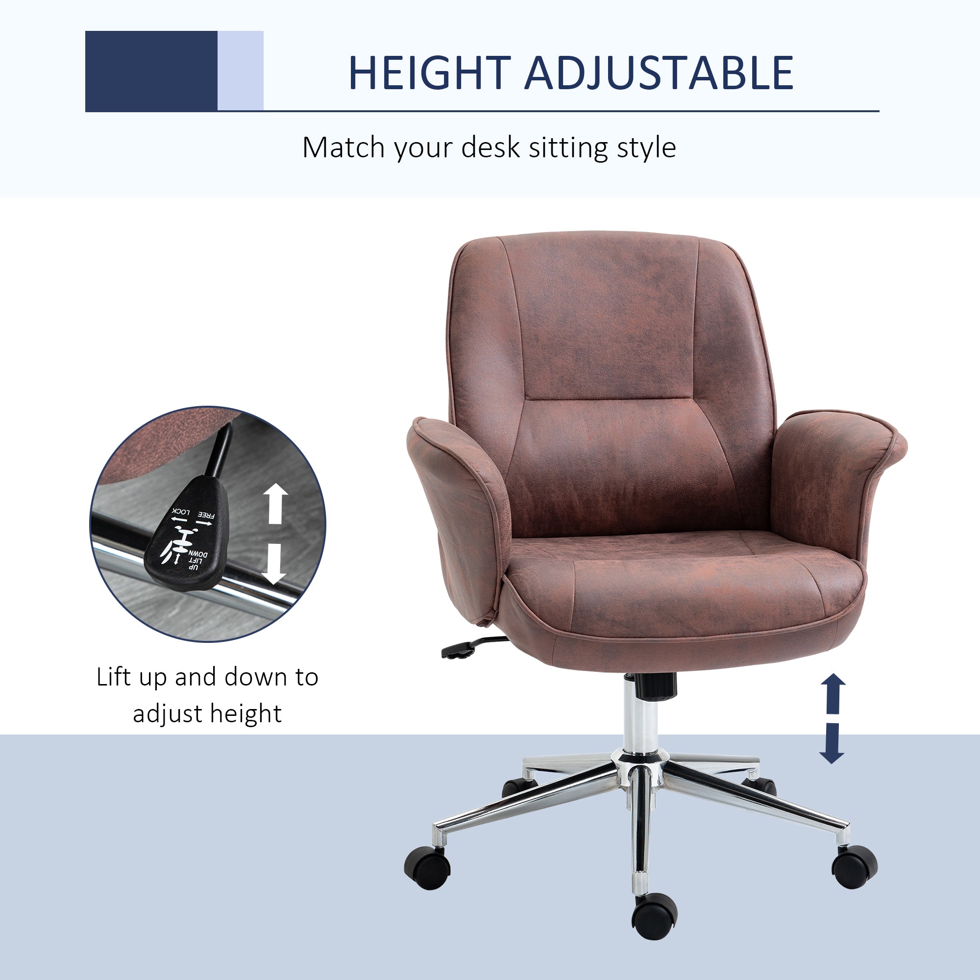 Vinsetto Office Chair, Desk Chair, Swivel Computer Chair with Armrest and Rolling Wheels for Home and Work, Red - North Peak Garden Furniture
