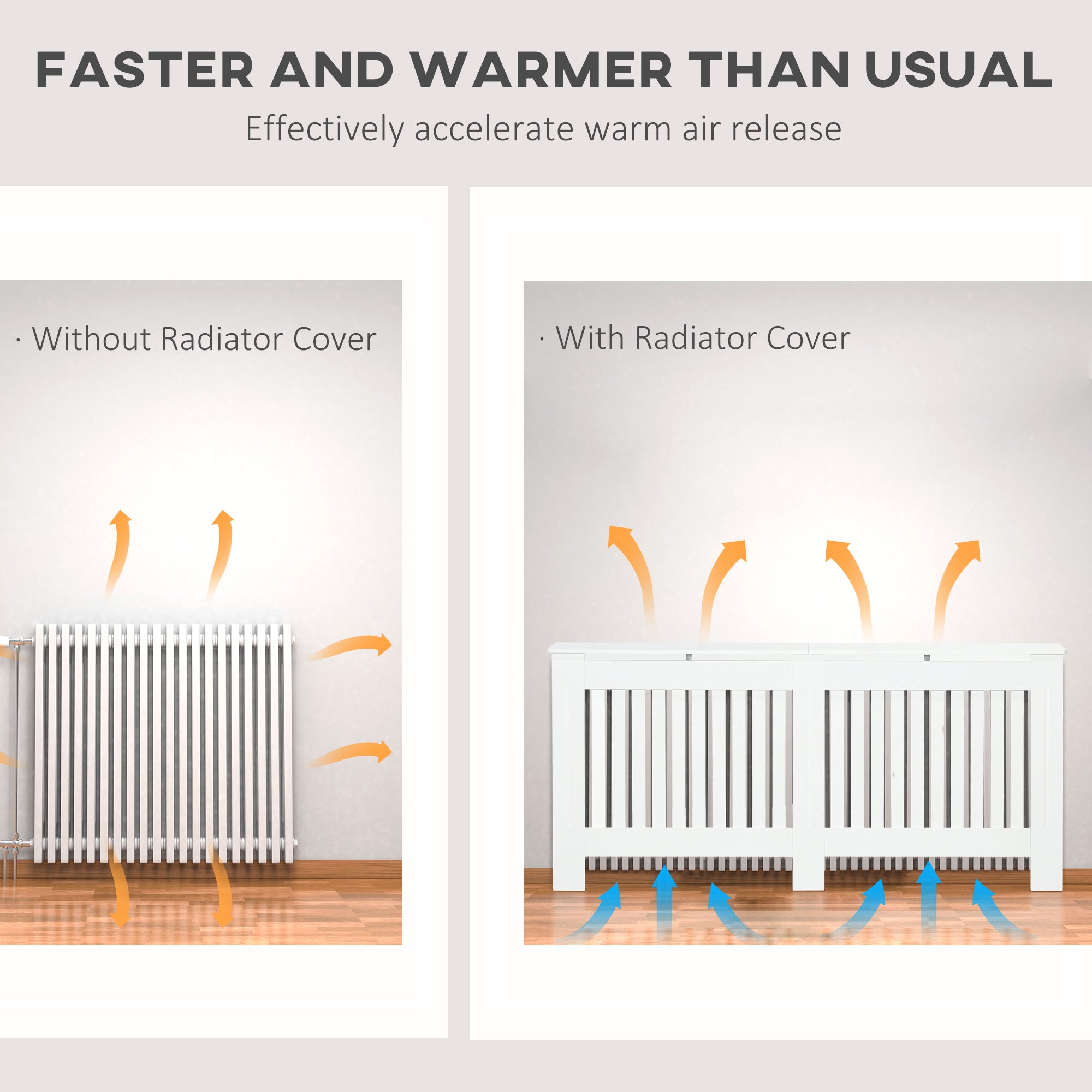 HOMCOM Slatted Radiator Cover Painted Cabinet MDF Lined Grill in White (172L x 19W x 81H cm) - North Peak Garden Furniture