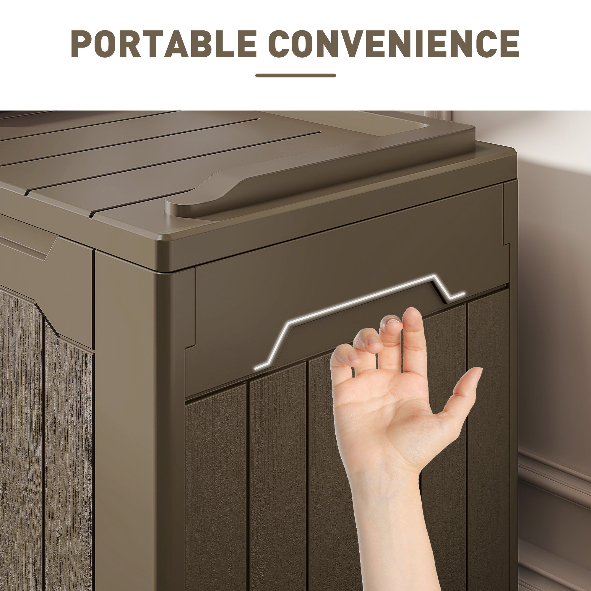 HOMCOM 107 L Plastic Storage Chest with Lid - Dark Brown - North Peak Garden Furniture