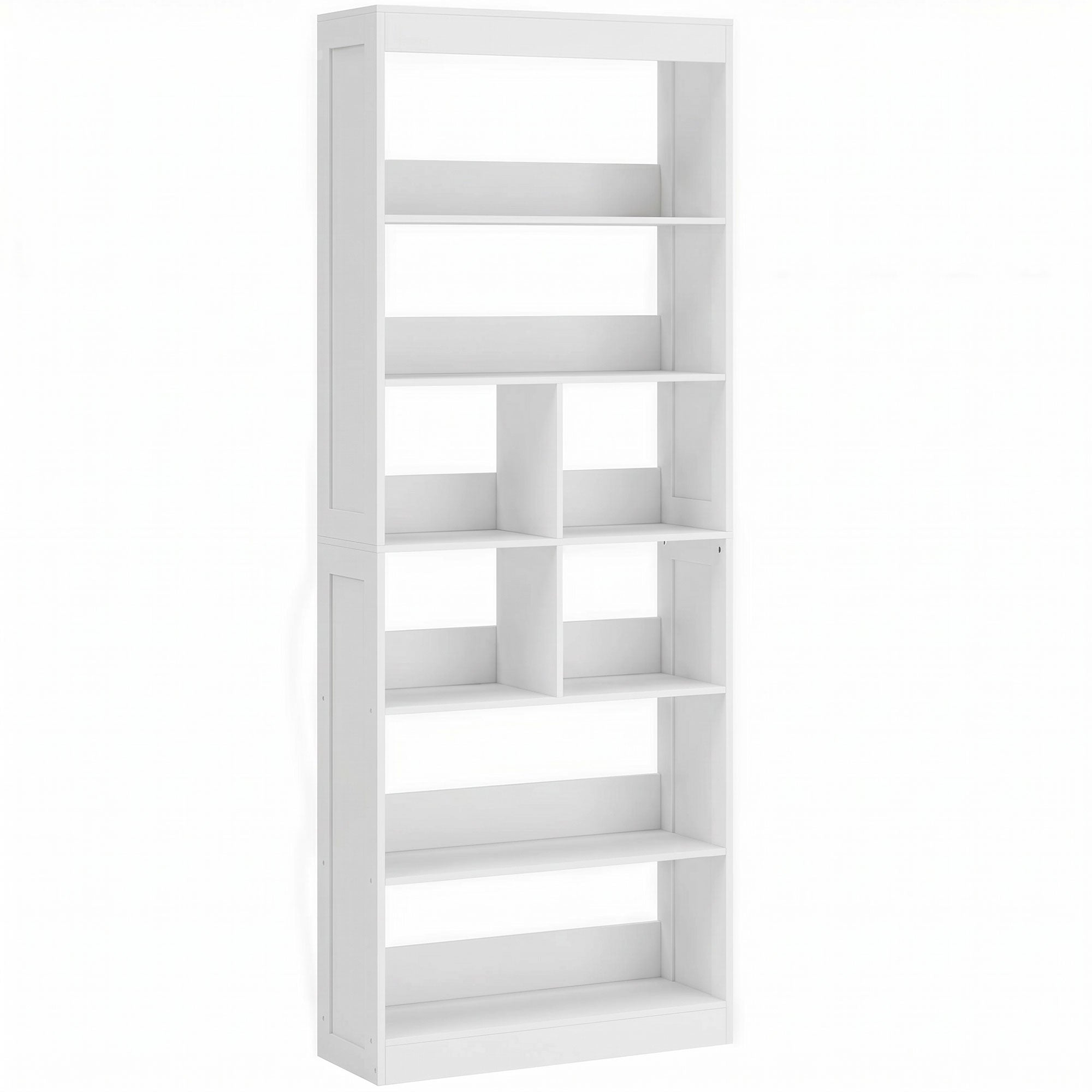 HOMCOM Bookcase, 6-Tier Bookshelf with Open Storage Shelves, Cubes, 180 cm Tall Display Shelf with Anti-Tipping Design, White