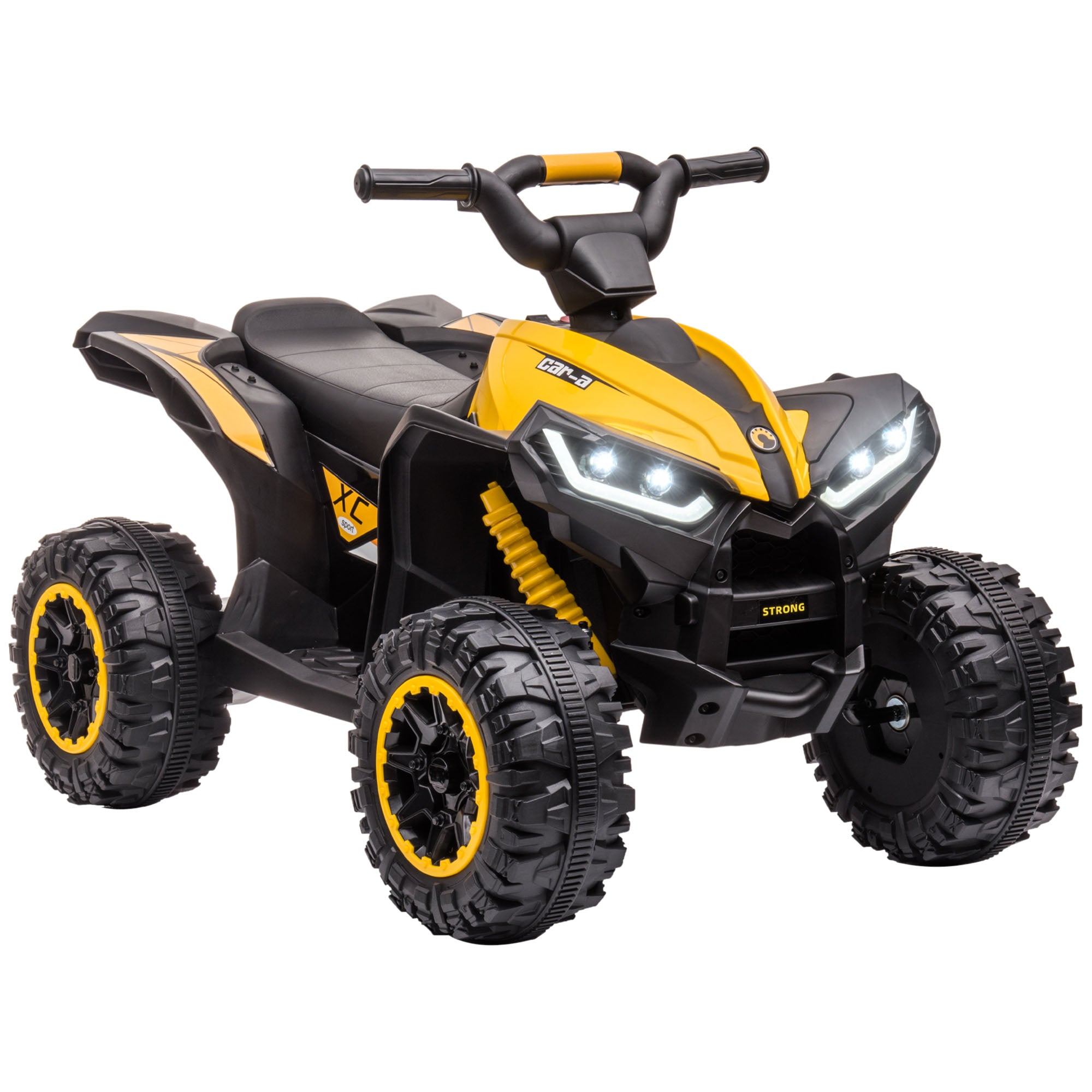 HOMCOM 12V Ride-On Quad Bike w/ Music, Horn, for Ages 3+ Years - Yellow - North Peak Garden Furniture
