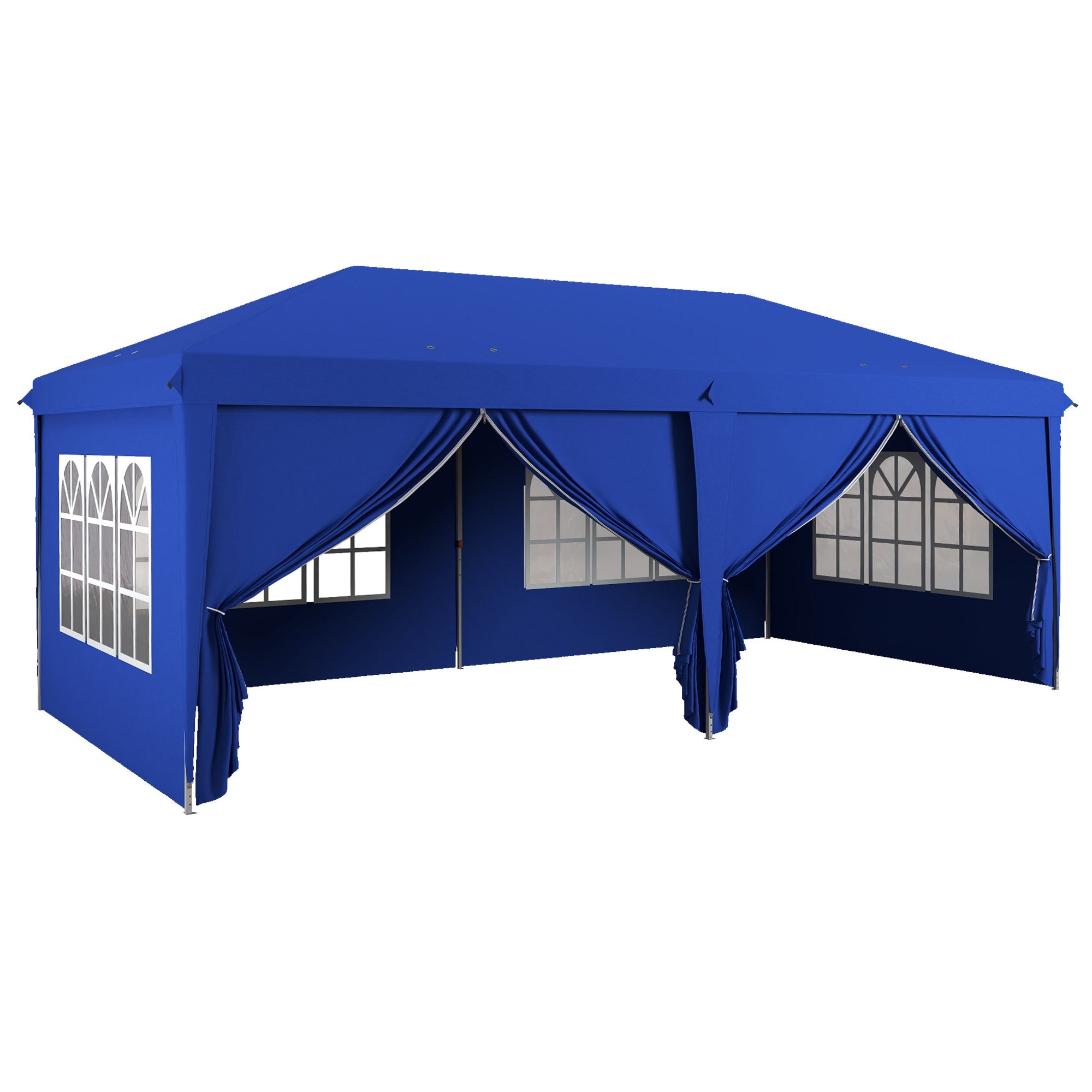 Outsunny 3 x 6m Pop-Up Gazebo, with Curtain Walls and Windows - Blue