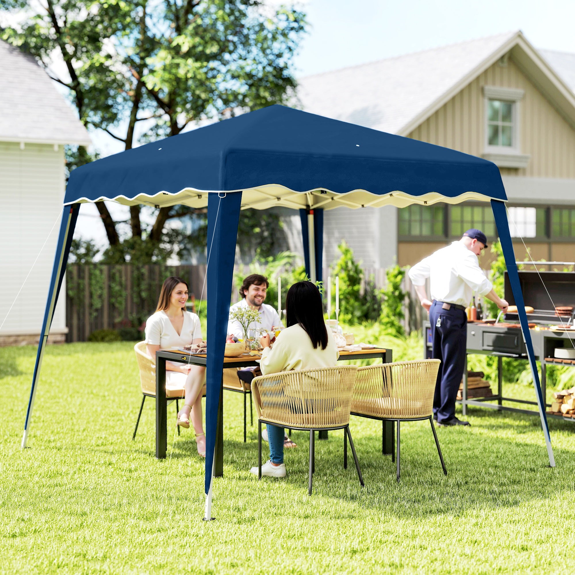 Outsunny 3 M x 3 M Base/ 2.5 M x 2.5 M Top Pop Up Gazebo with Carry Bag, Height Adjustable Slant Leg Party Tent Instant Event Shelter for Garden, Patio - North Peak Garden Furniture