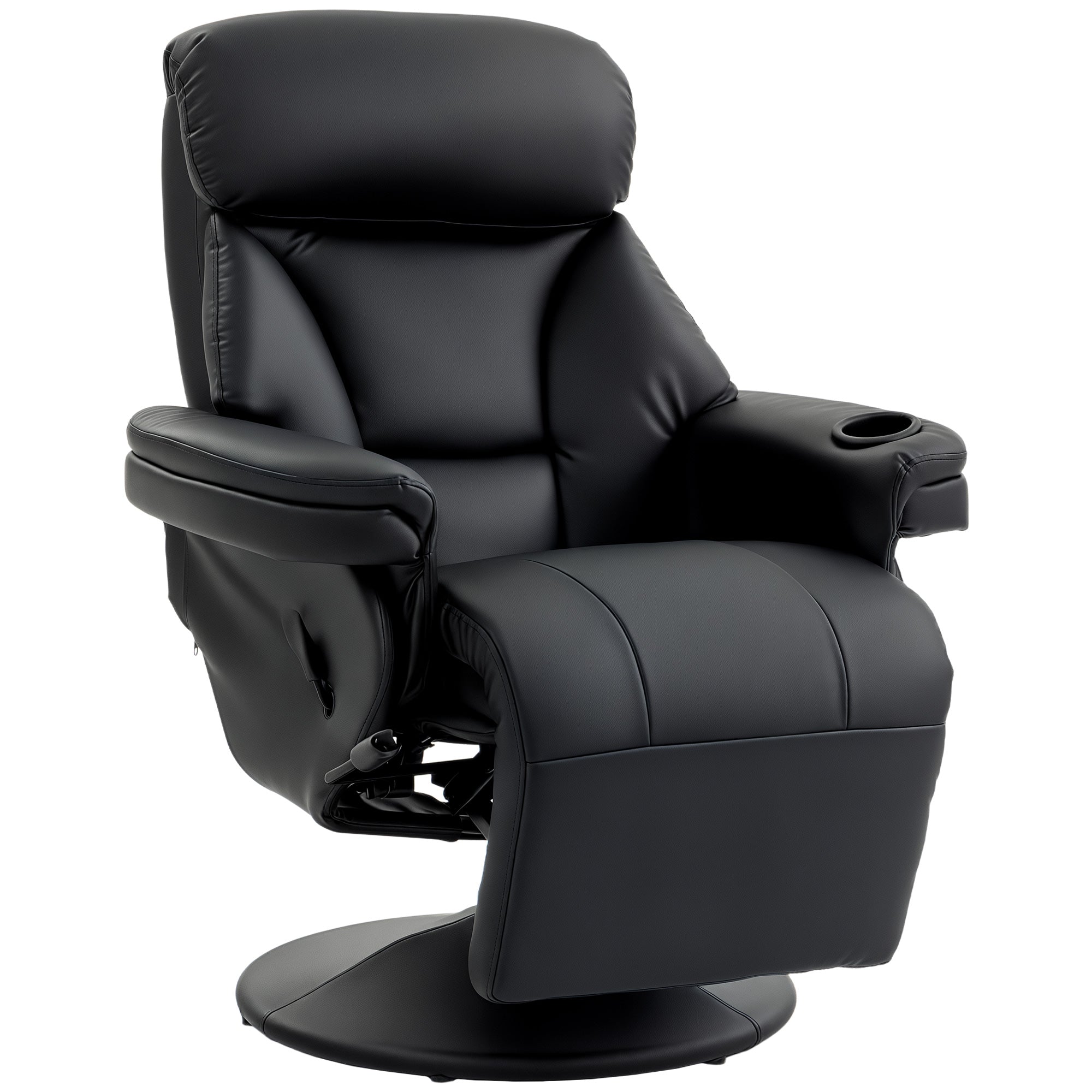 HOMCOM Upholstered Reclining Armchair, Manual Recliner Chair with Footrest and Adjustable Backrest, Black