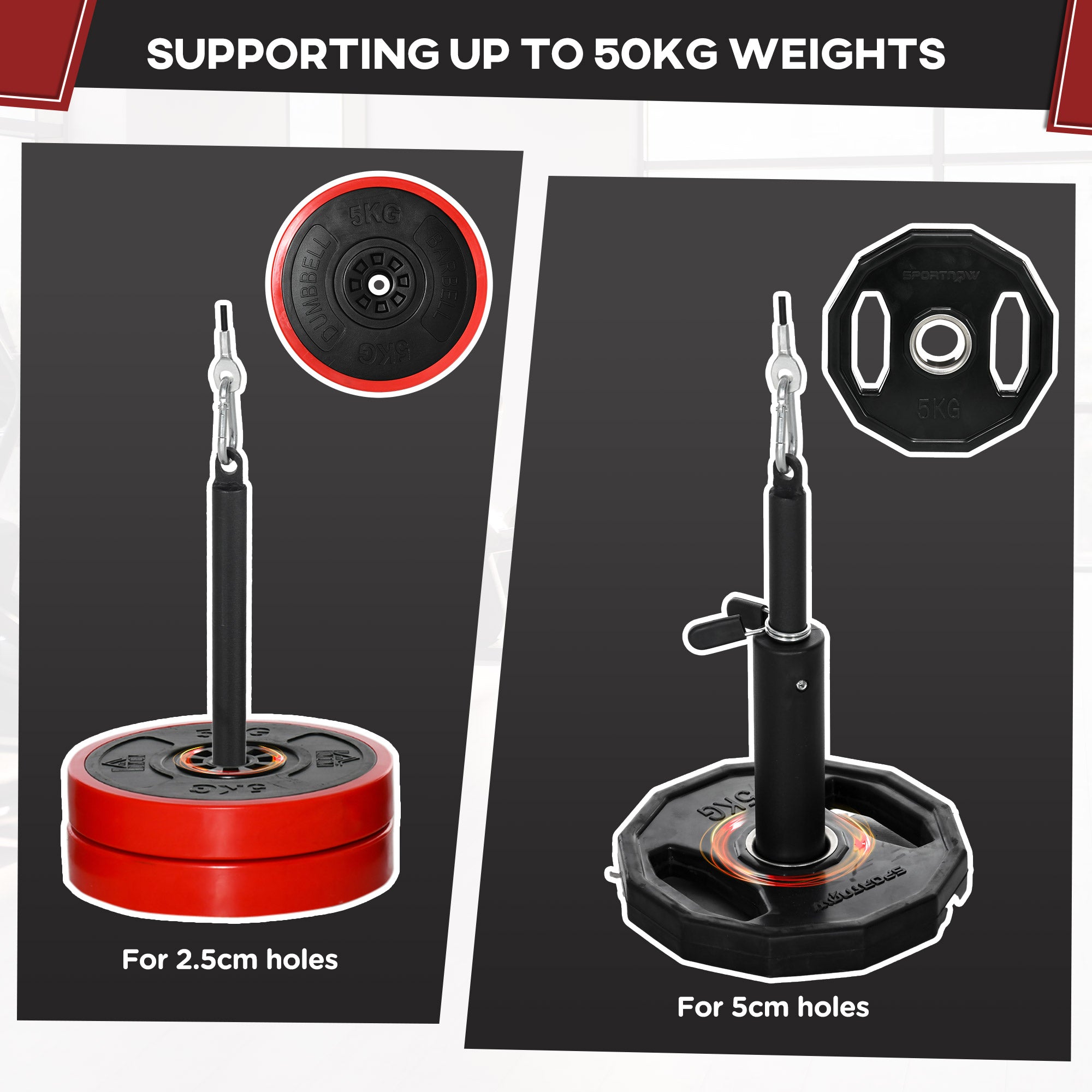 SPORTNOW Cable Machine Pulley System with 2 x 5kg Olympic Weight Plates, Lat Pull Down System with DIY Loading Weight for Home Gym Biceps Triceps Arm Shoulder Back Training