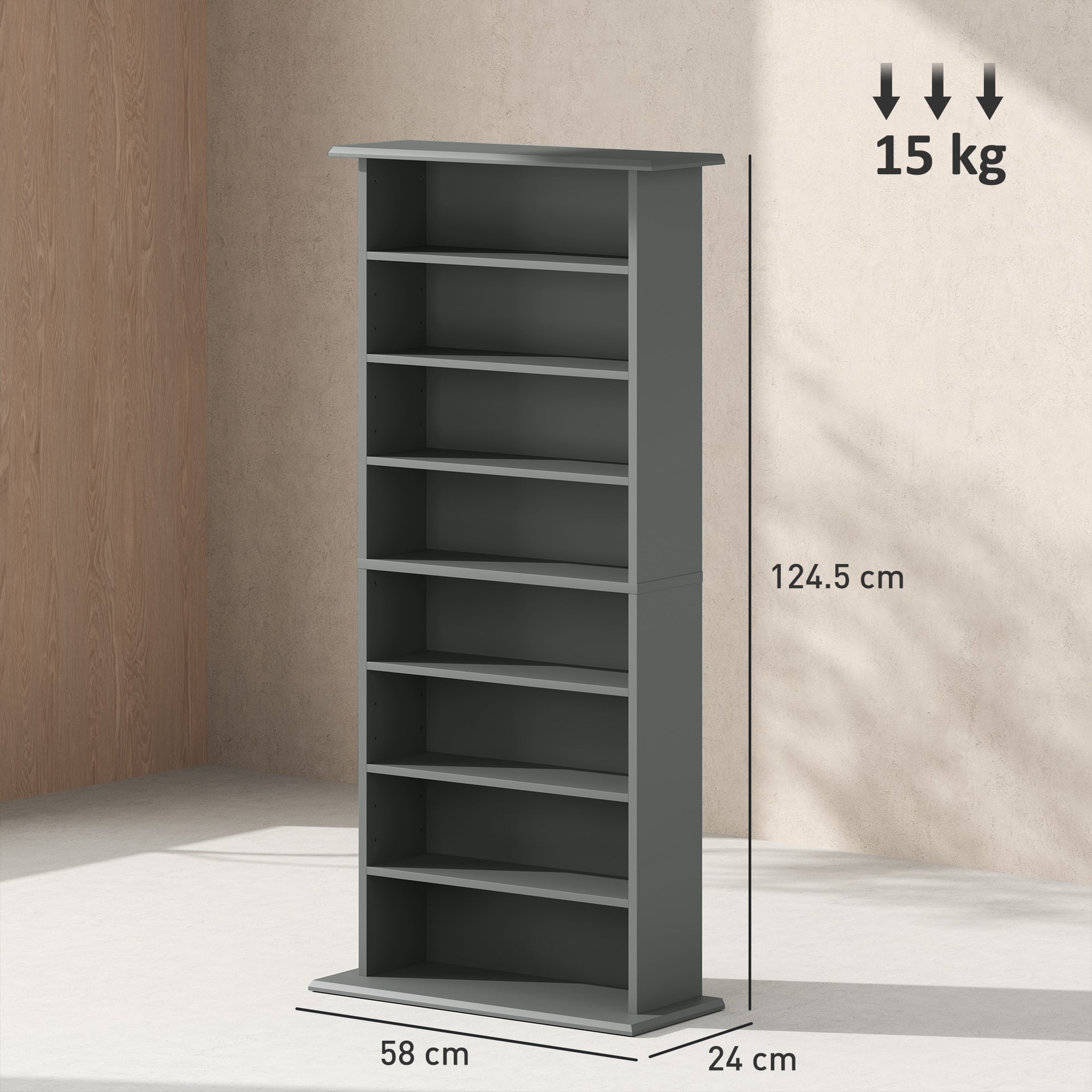 HOMCOM 360 CD Storage Unit - Grey - North Peak Garden Furniture