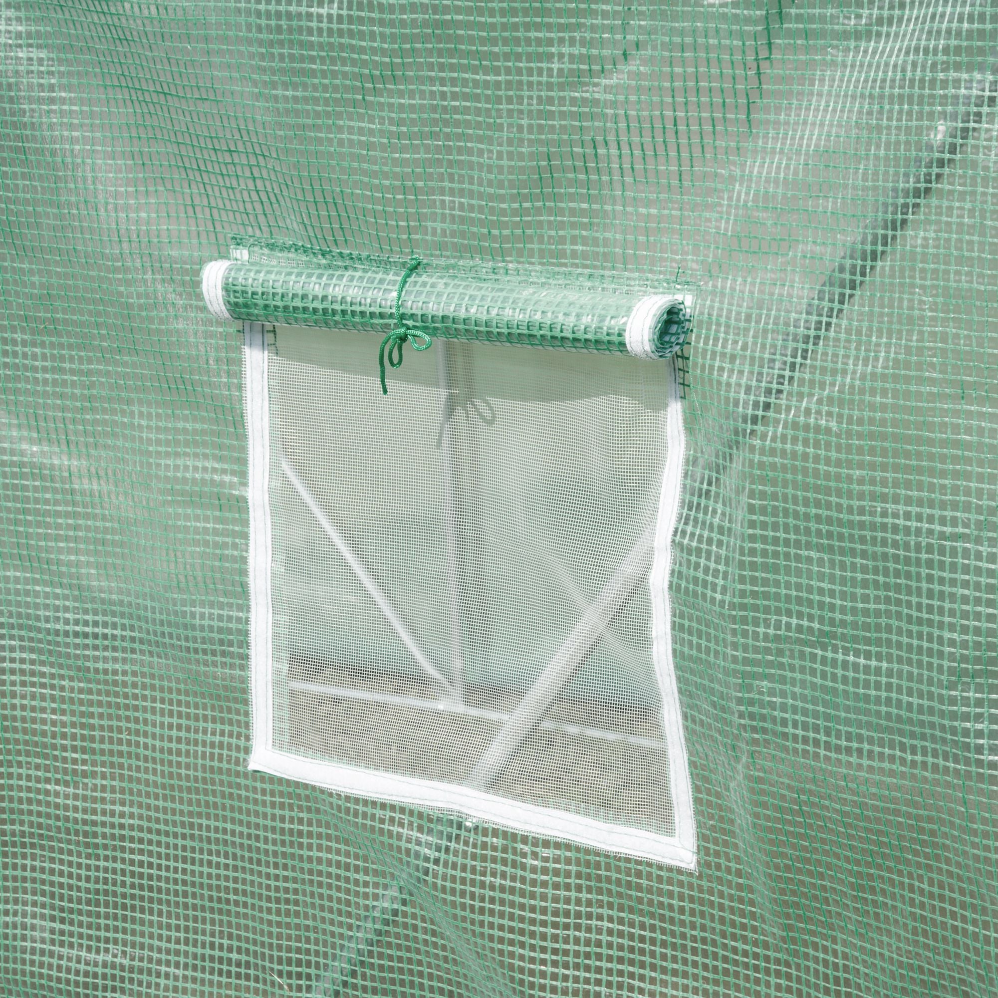 Outsunny Walk-in Polytunnel Greenhouse, Outdoor Garden Tunnel Greenhouse Tent with Zipped Roll-Up Door and 6 Mesh Windows, 3 x 2M - North Peak Garden Furniture