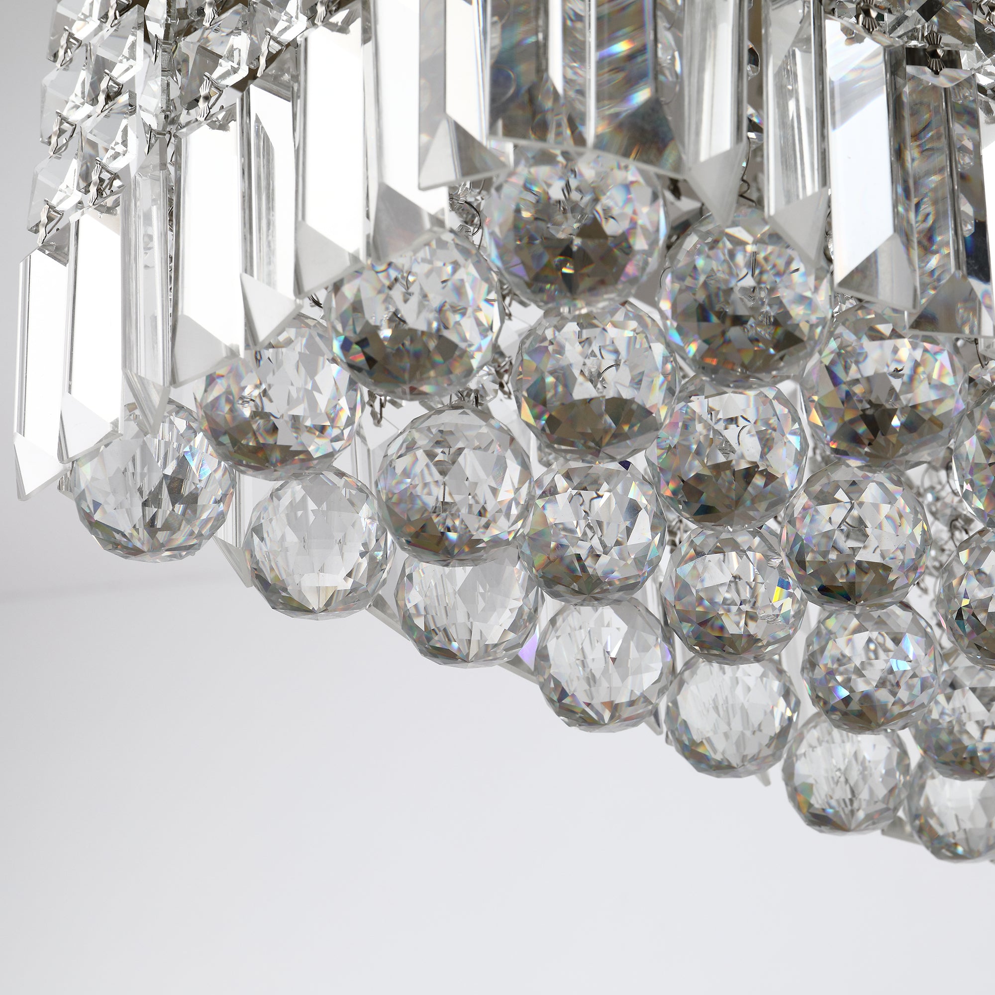 HOMCOM Modern Crystal Ceiling Light Square Crystal Chandelier for Living Room, Dining Room, Hall, E14 Base, Silver, 80 x 25 x 23cm - North Peak Garden Furniture