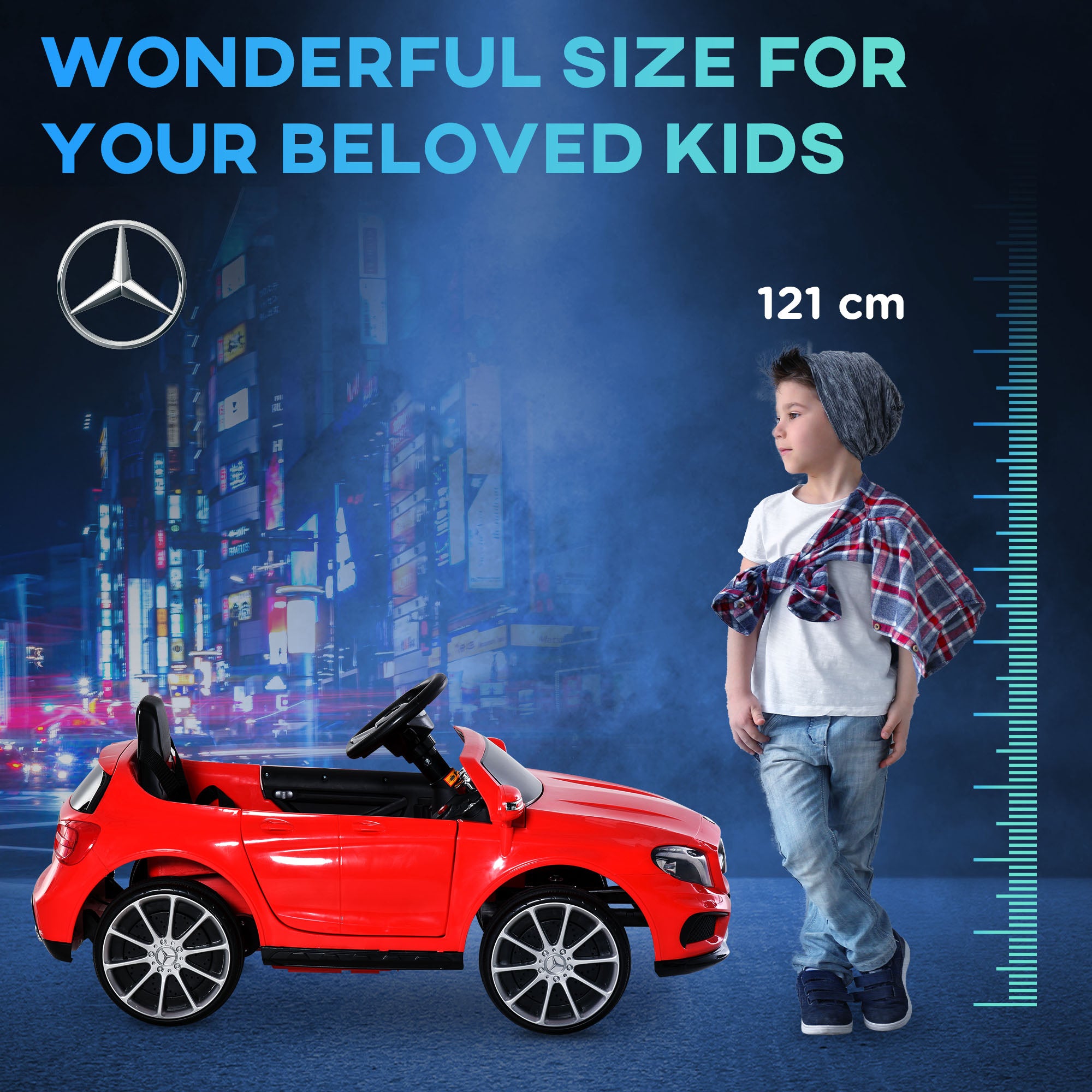 HOMCOM Kids Electric Car Kids Ride-On Car 6V Licensed Mercedes Benz-Red