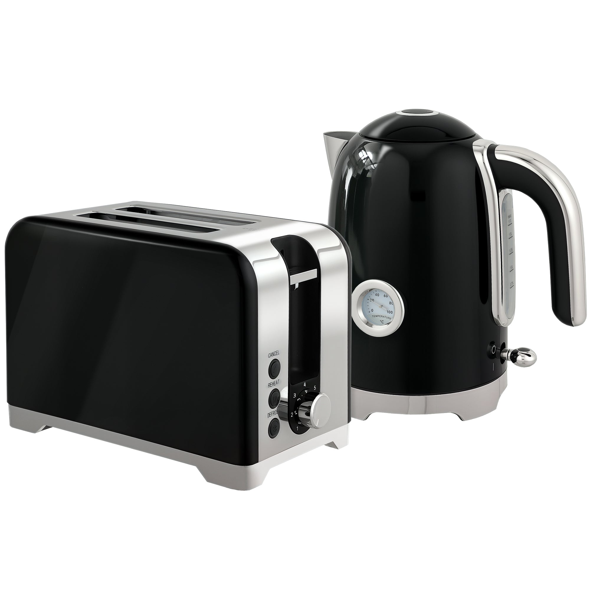HOMCOM Retro Toaster and Kettle Set - Black