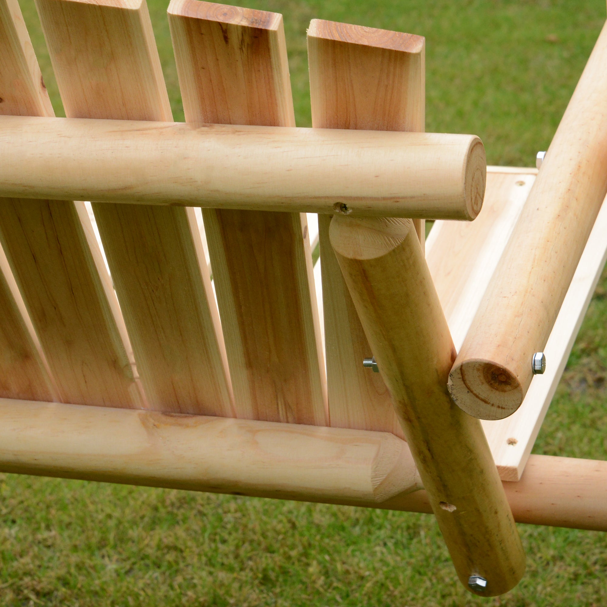 Outsunny Outdoor 2 Seater Swing Chair Larch Wood Garden Swing Seat Porch Hammock Bench Lounger - North Peak Garden Furniture