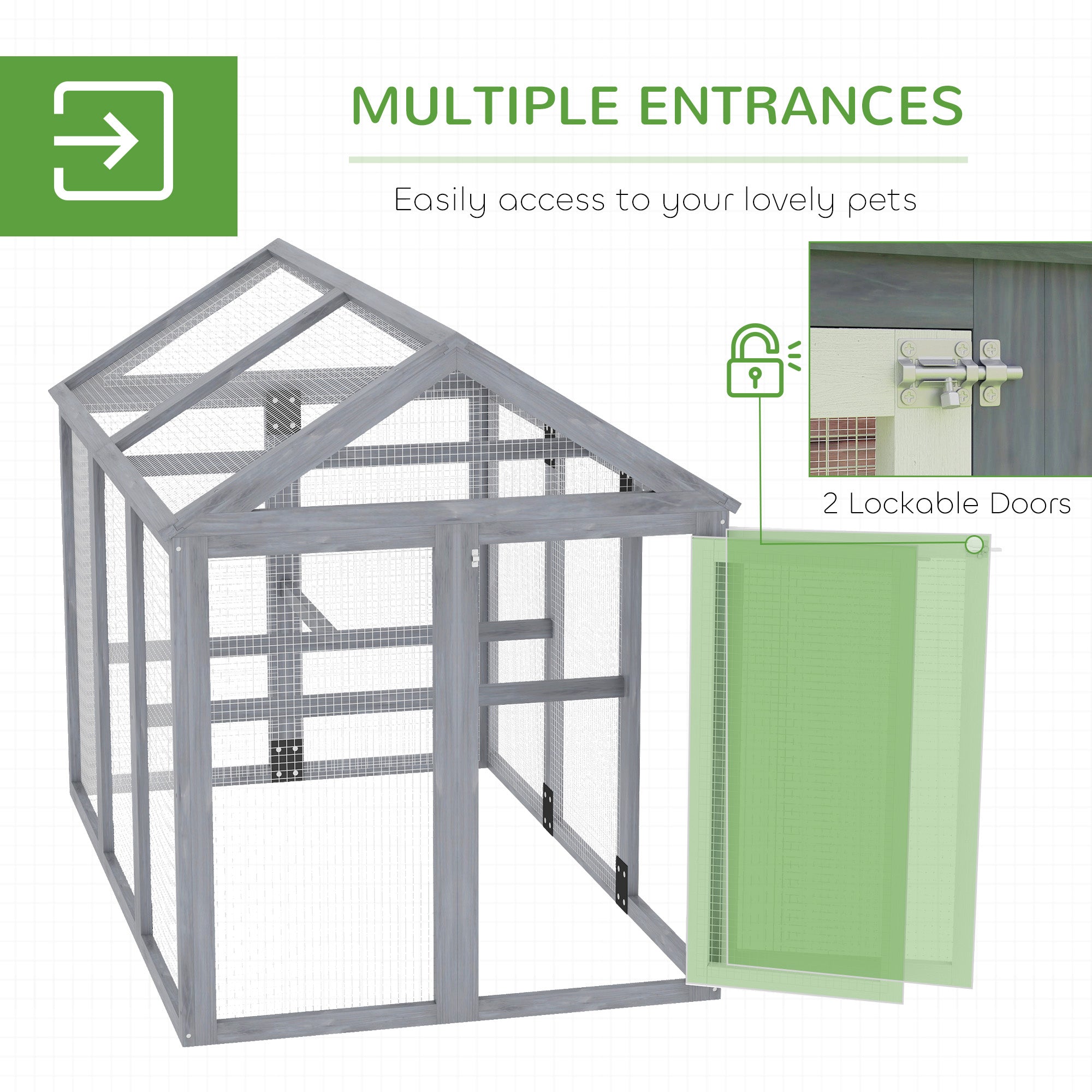 PawHut Large Chicken Run, Wooden Chicken coop, with Combinable Design - Wood Effect - North Peak Garden Furniture
