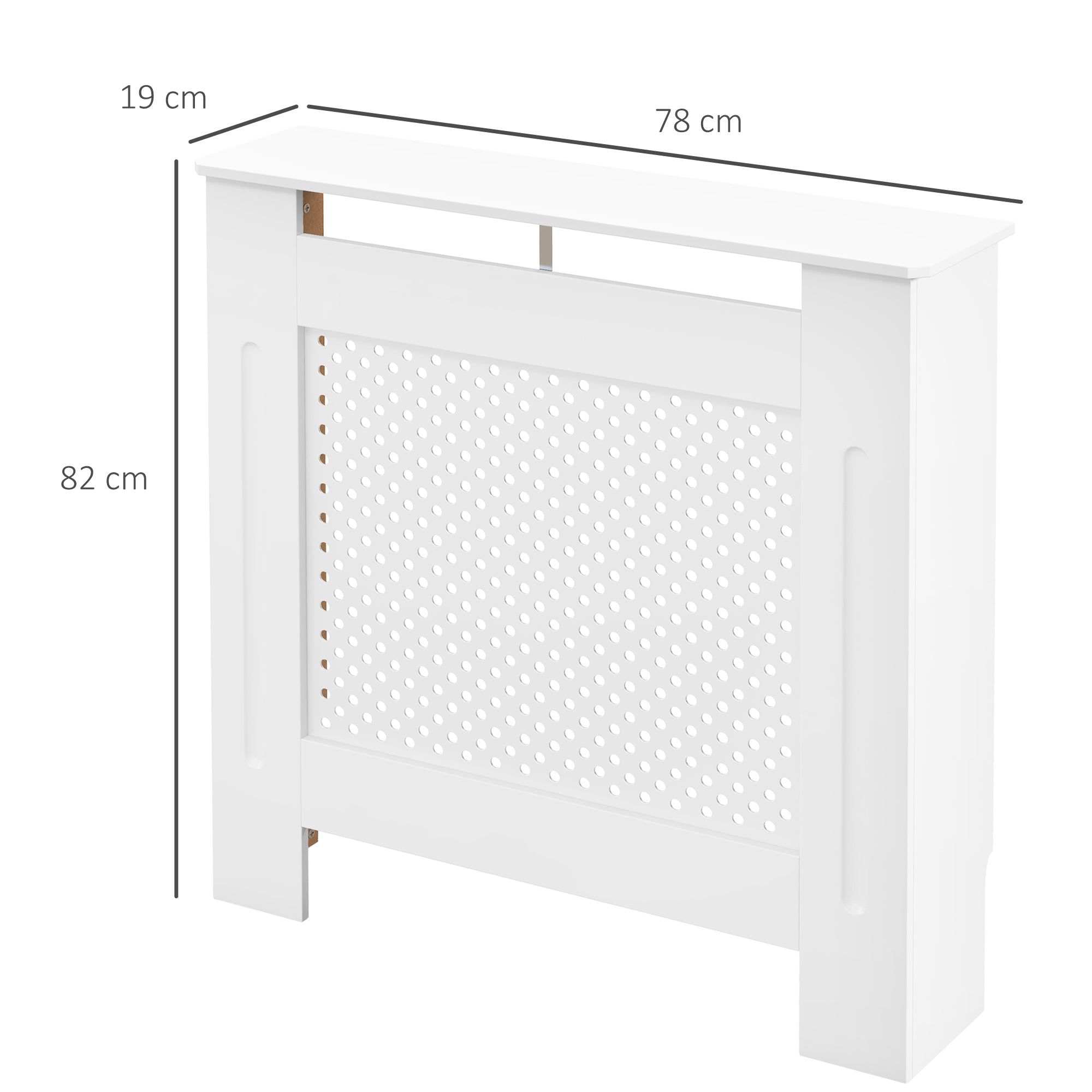 HOMCOM Wooden Radiator Cover Heating Cabinet Modern Home Furniture Grill Style  White Painted (Small)