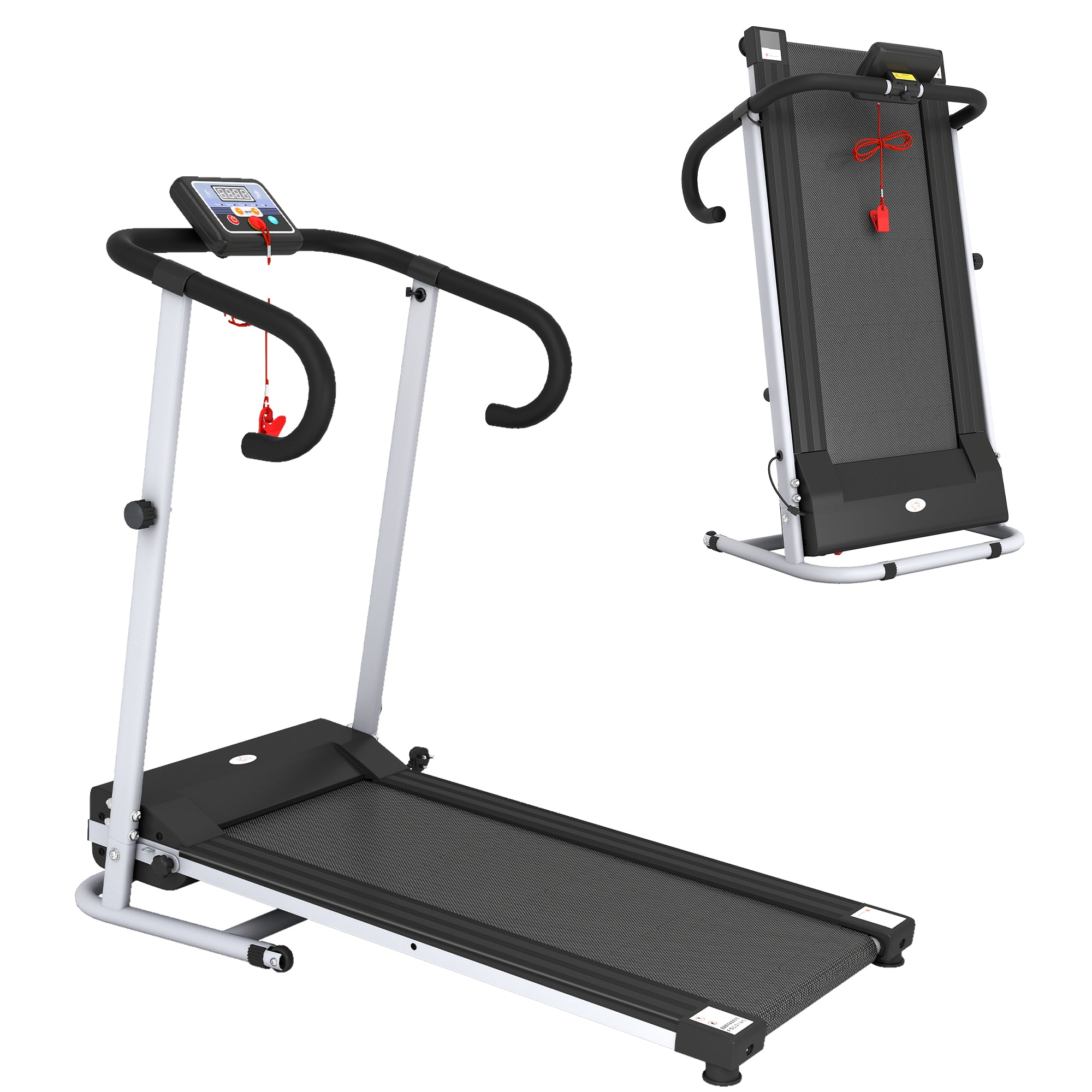 HOMCOM 1.25HP Motorised Electric Treadmill, 10km/h Folding Running Machine, Gym Fitness Exercise with LCD Monitor, Grey