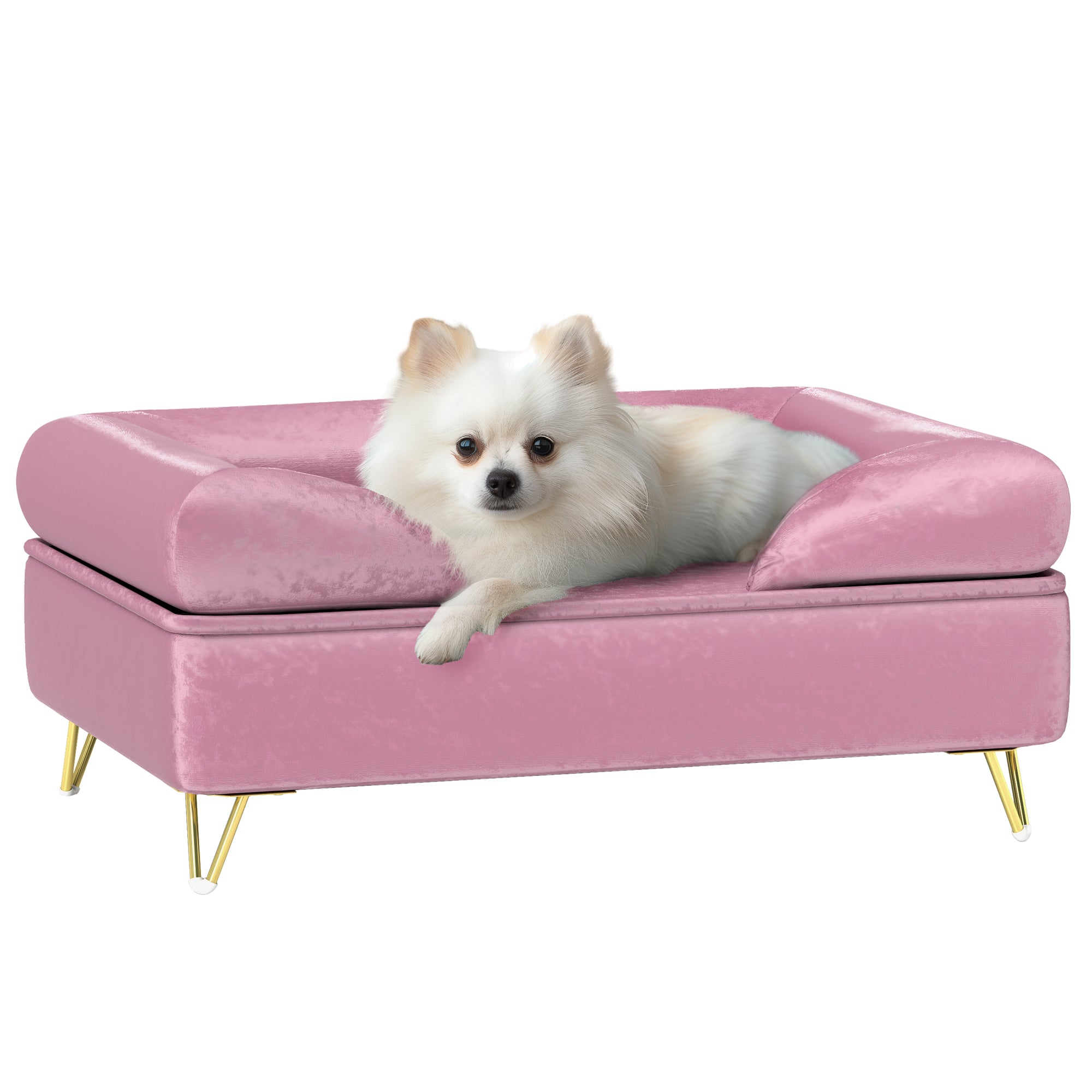 PawHut Cat Sofa Pet Couch w/ Removable Backrest, Soft Cushion, Washable Cover, for Small and Medium Sized Dogs, Pink - North Peak Garden Furniture