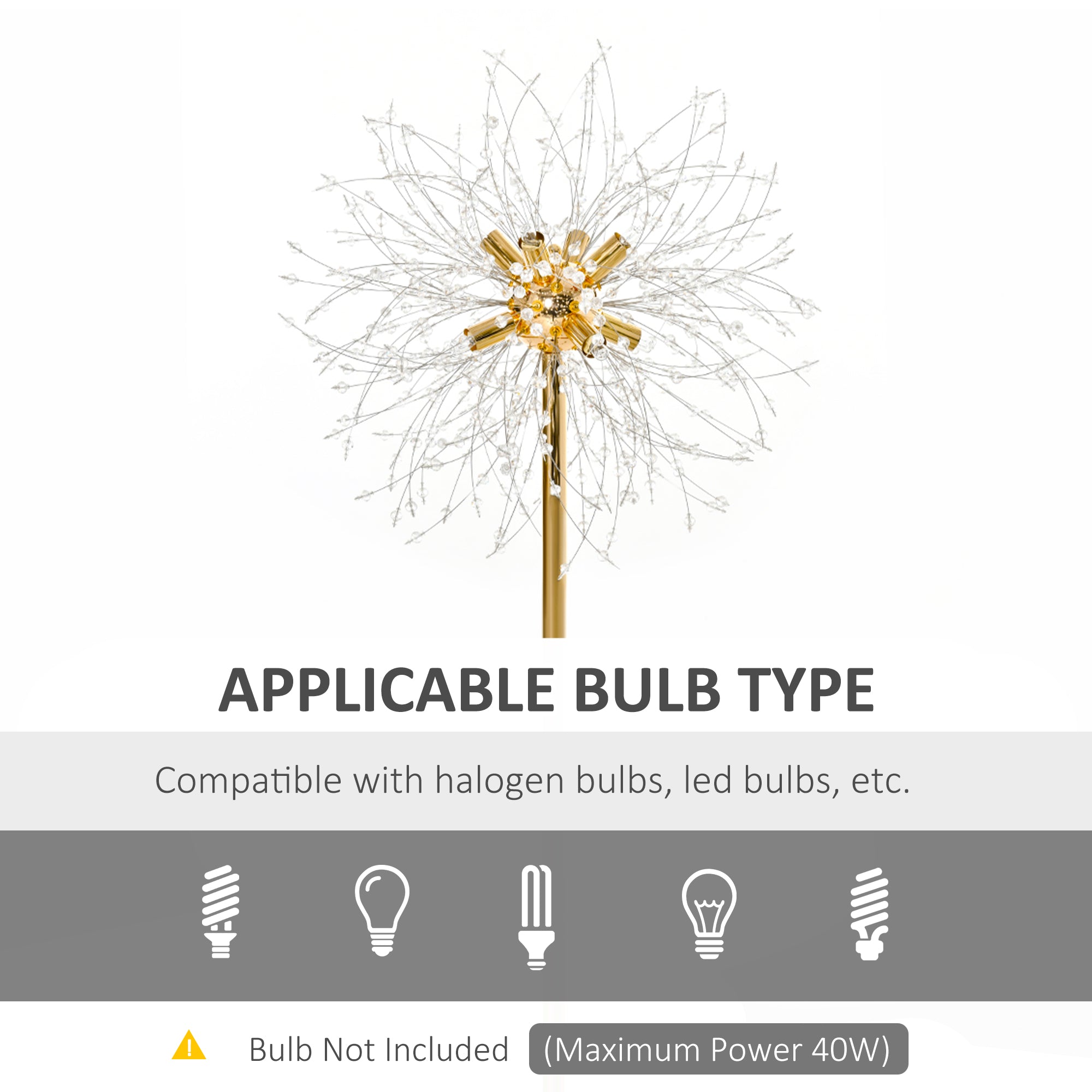 HOMCOM 160cm Dandelion-Crystallite Floor Lamp, with Foot Switch - North Peak Garden Furniture