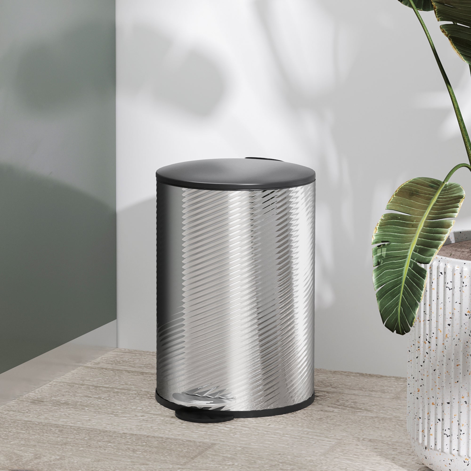 HOMCOM 20L Stainless Steel Compact Home Bin - North Peak Garden Furniture